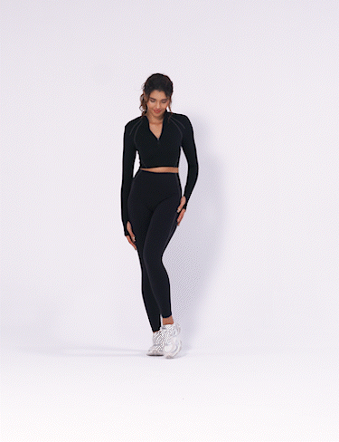Pilates Pana Half Zip Crop Top Leggings Sets