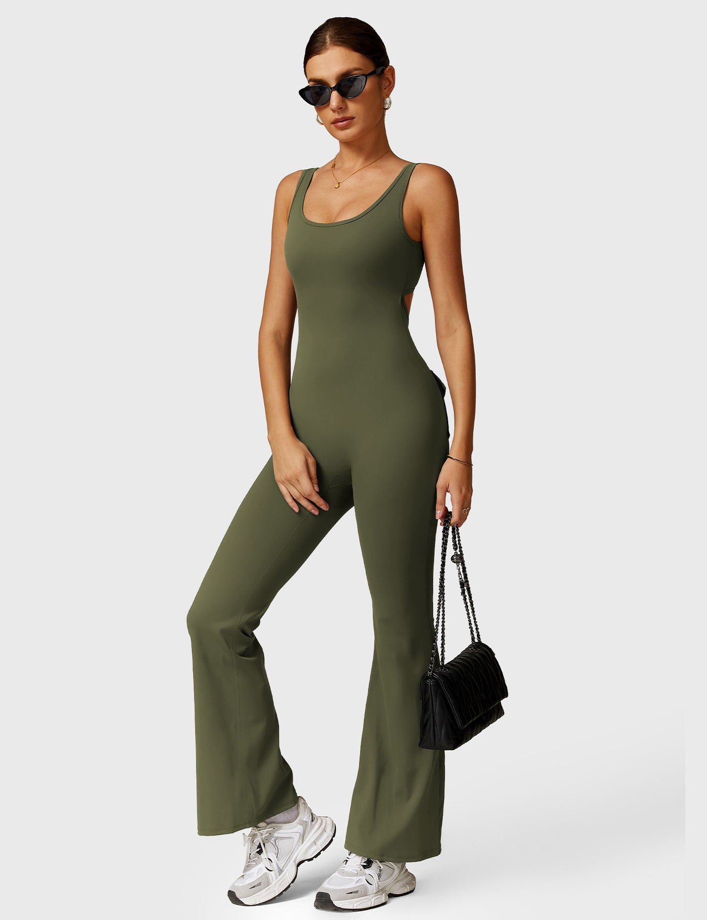 Tebeary V-Back Jumpsuit with Pockets