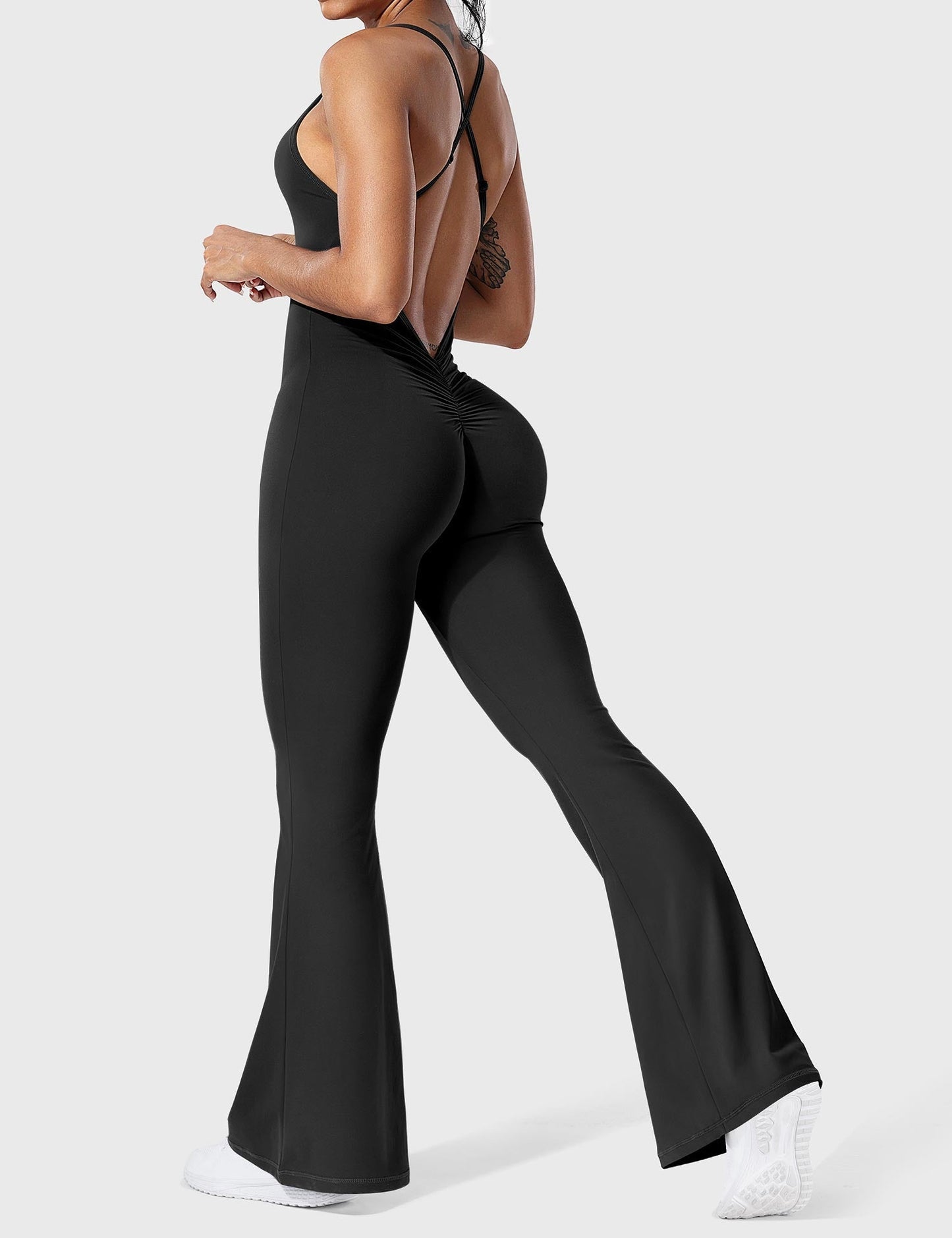 Tebeary Liza V-Back Cross Flared Jumpsuit