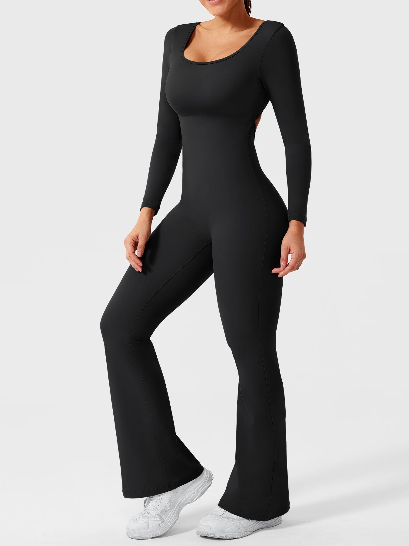 Tebeary Long Sleeves Flared Jumpsuit