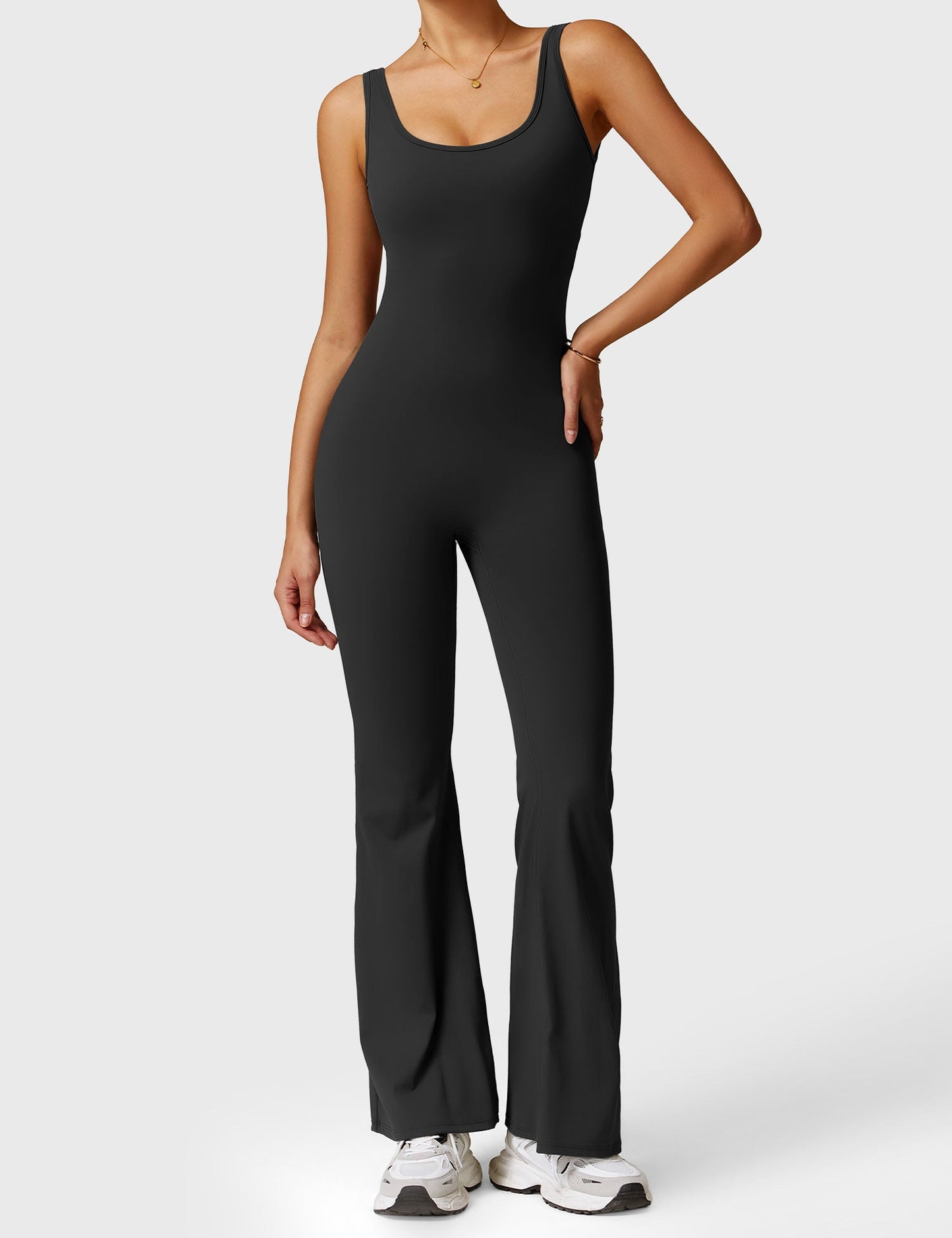 Tebeary V-Back Jumpsuit with Pockets