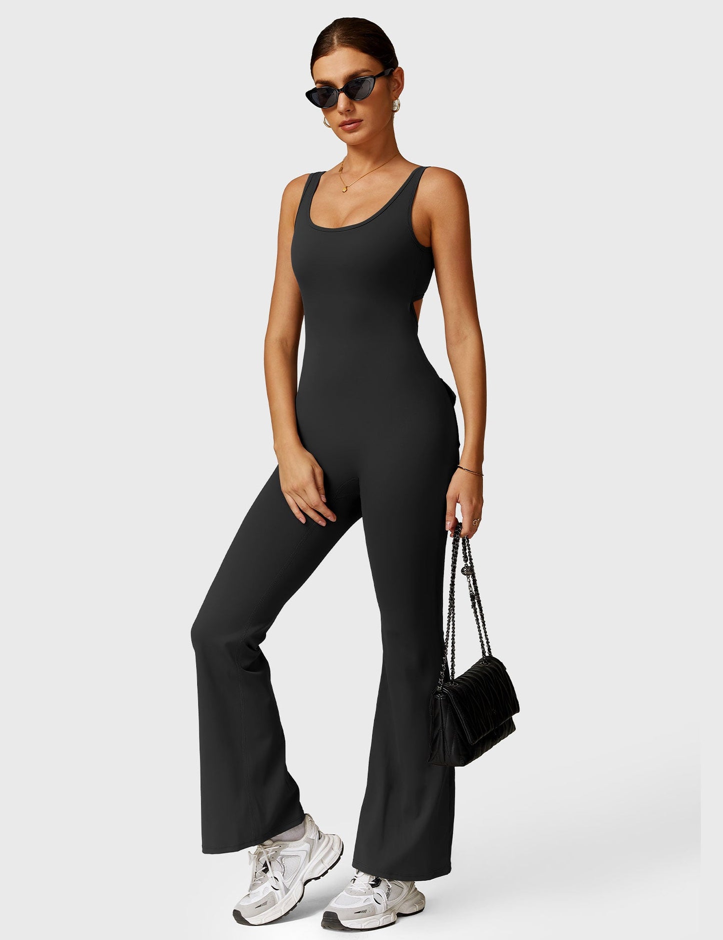 Tebeary V-Back Jumpsuit with Pockets