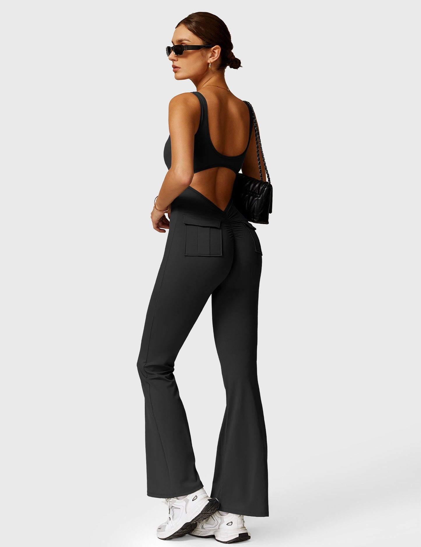 Tebeary V-Back Jumpsuit with Pockets