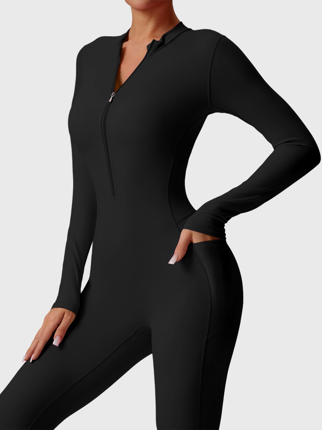 Tebeary Hope Long Sleeve Zipper Flared Jumpsuit