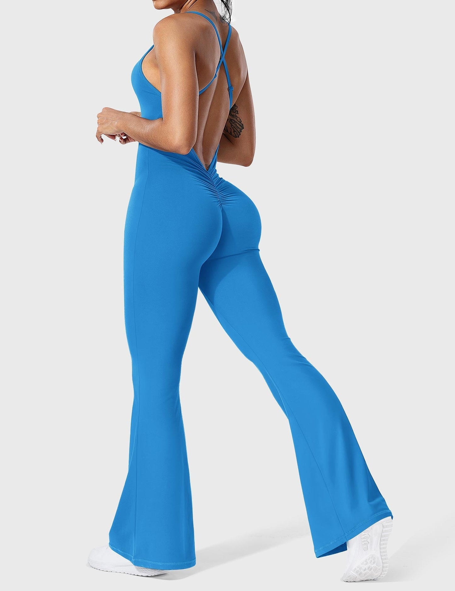 Tebeary Liza V-Back Cross Flared Jumpsuit
