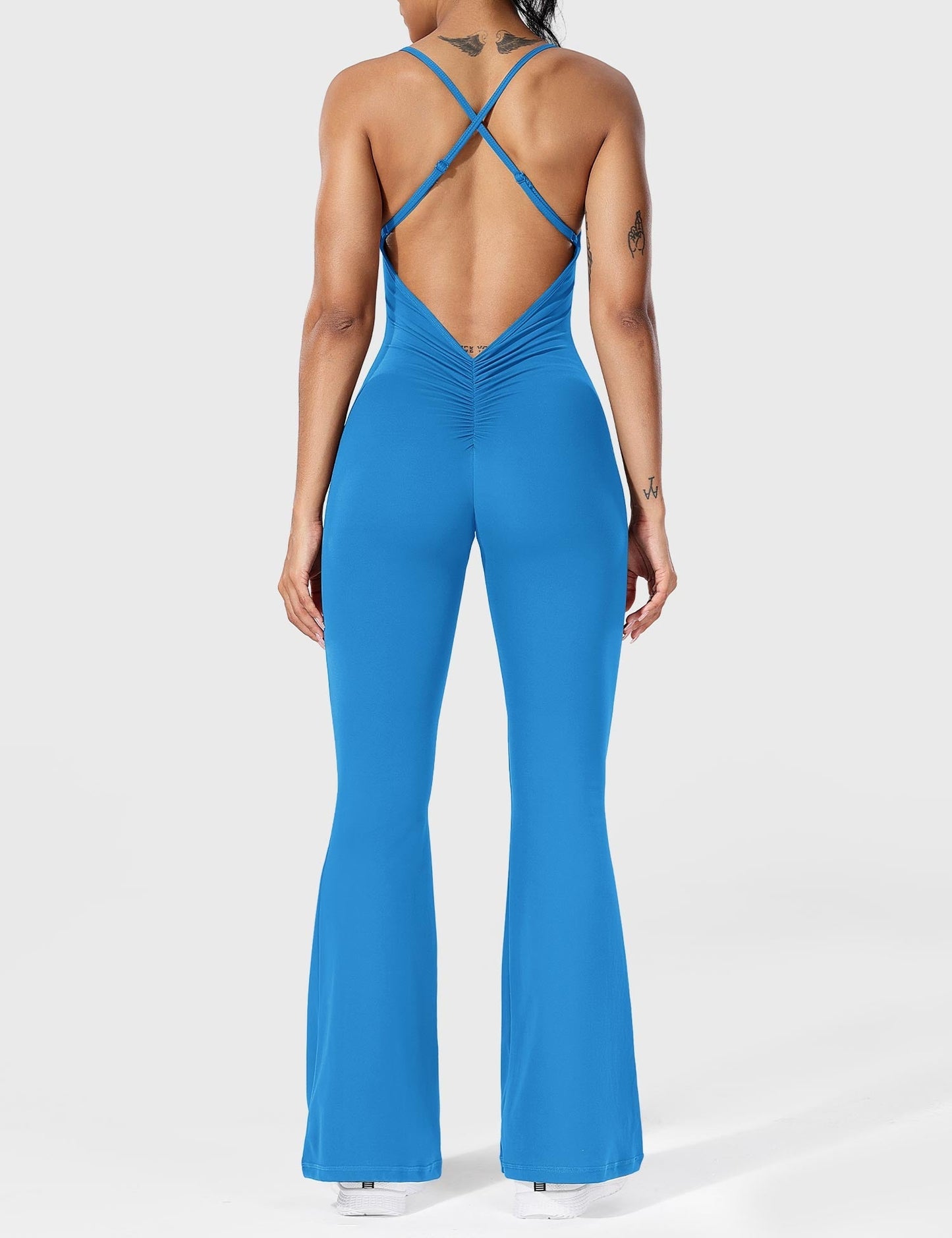 Tebeary Liza V-Back Cross Flared Jumpsuit