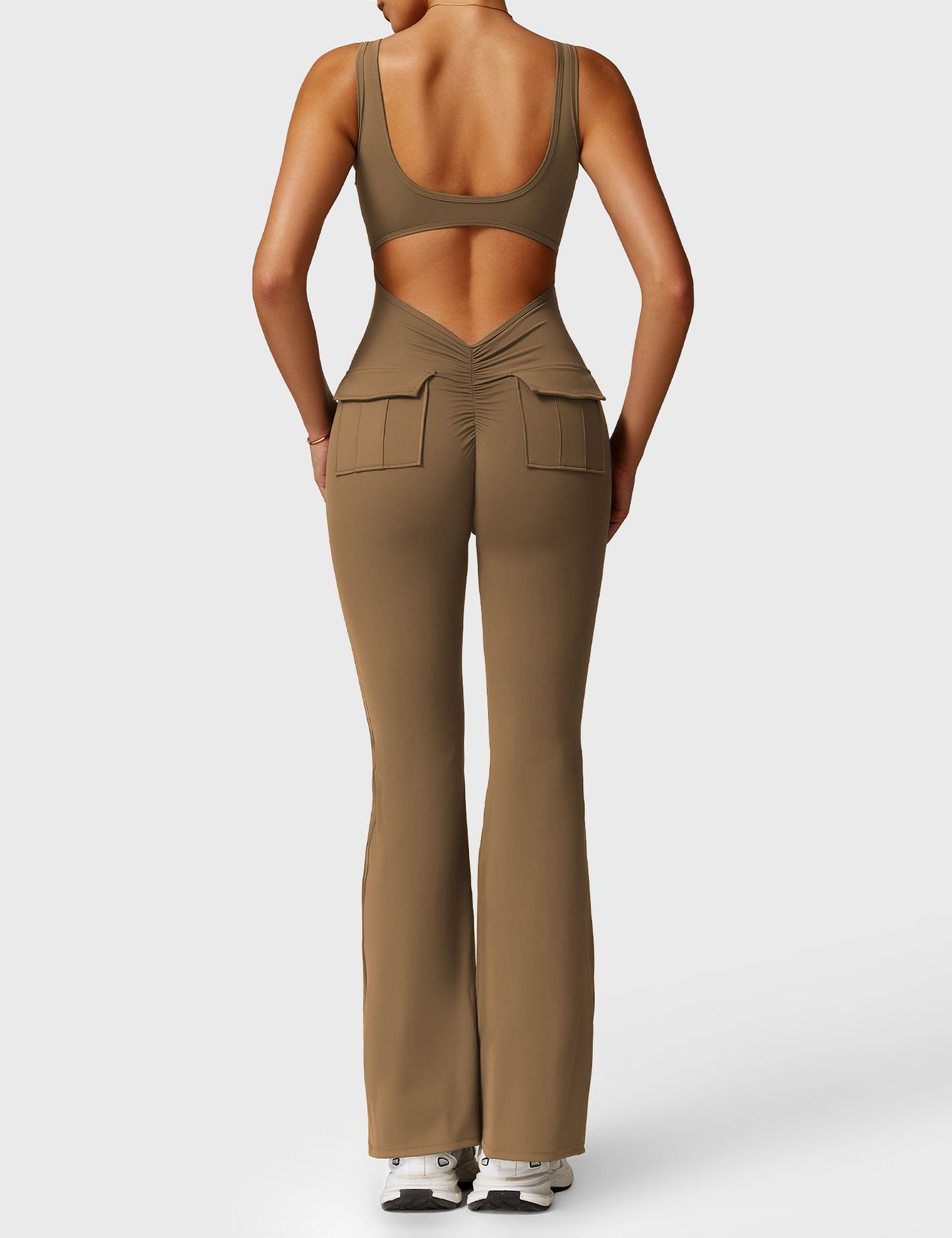 Tebeary V-Back Jumpsuit with Pockets
