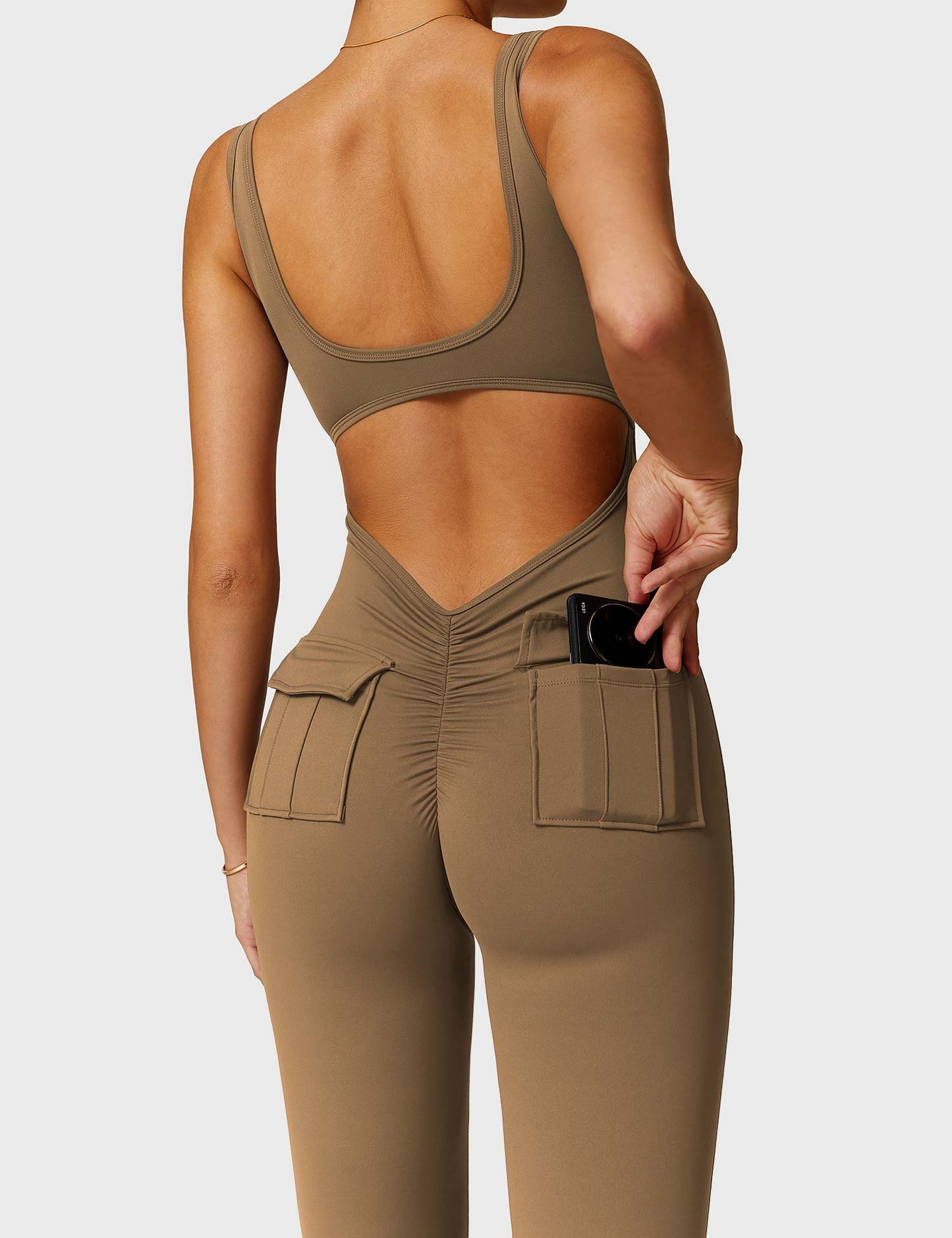 Tebeary V-Back Jumpsuit with Pockets