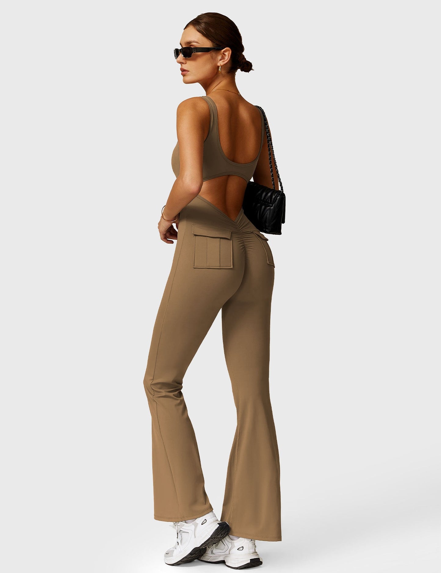 Tebeary V-Back Jumpsuit with Pockets