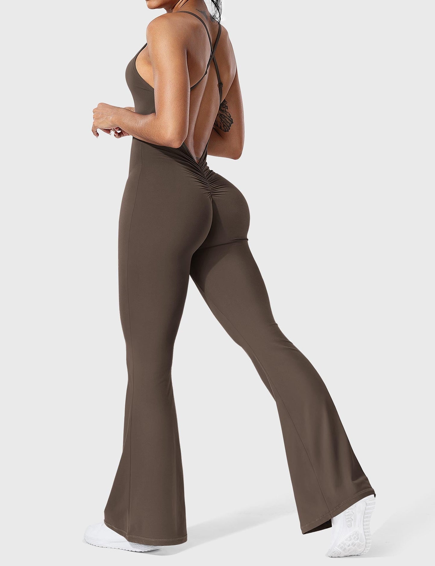 Tebeary Liza V-Back Cross Flared Jumpsuit