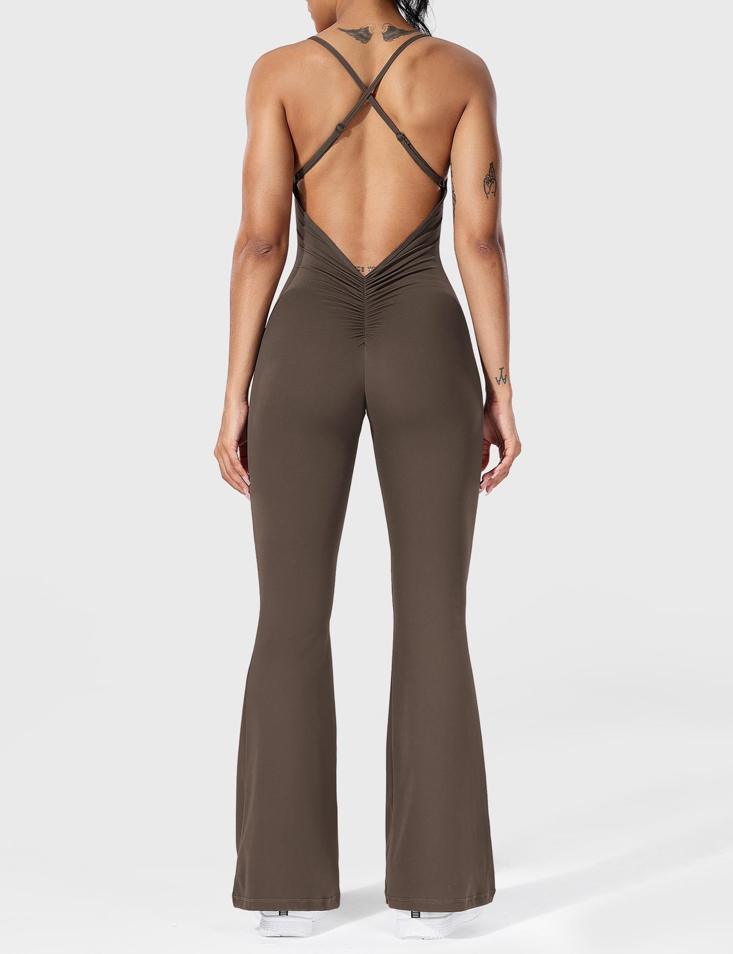 Tebeary Liza V-Back Cross Flared Jumpsuit