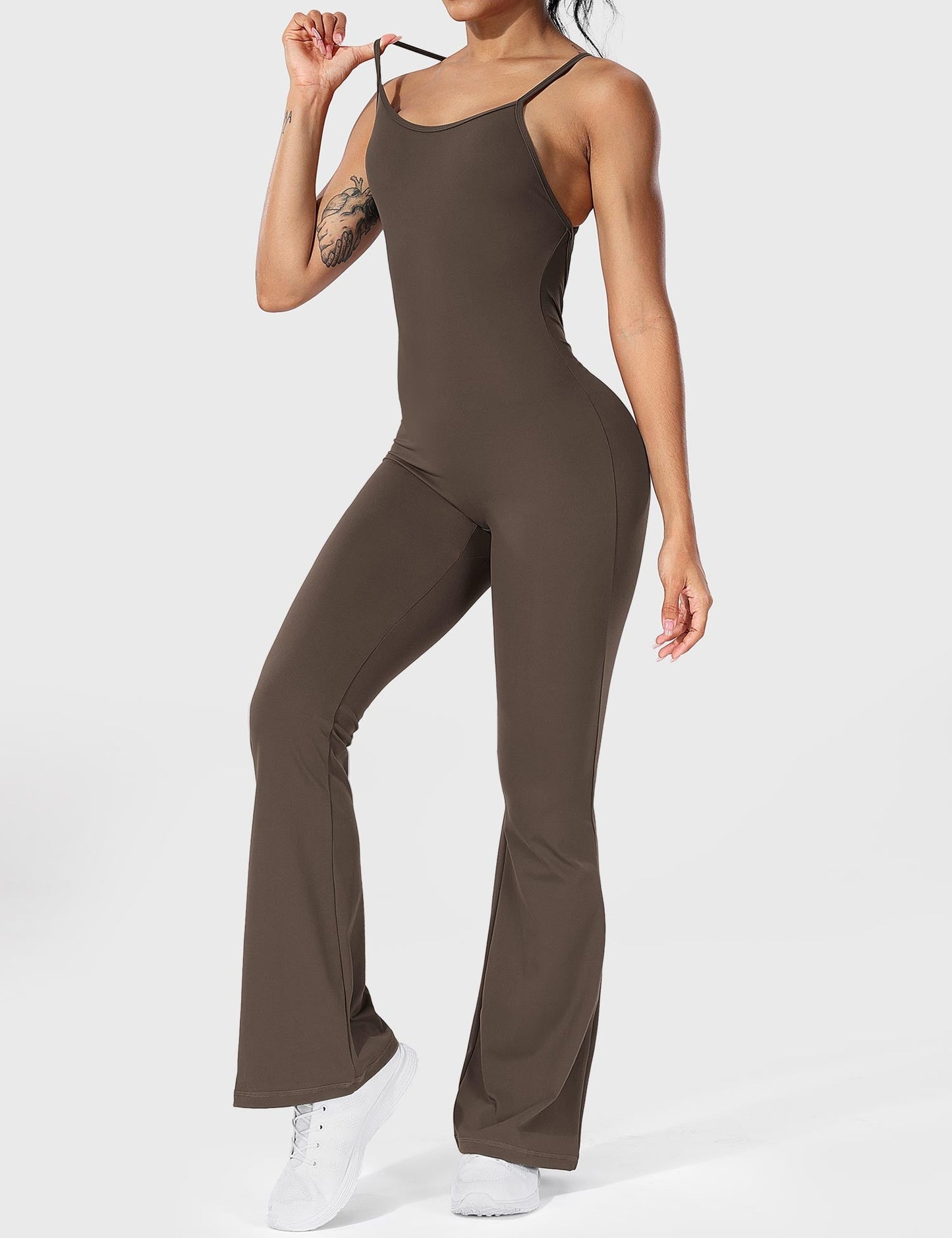 Tebeary Liza V-Back Cross Flared Jumpsuit