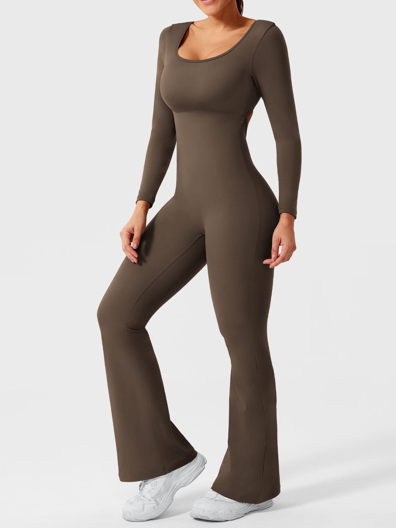 Tebeary Long Sleeves Flared Jumpsuit
