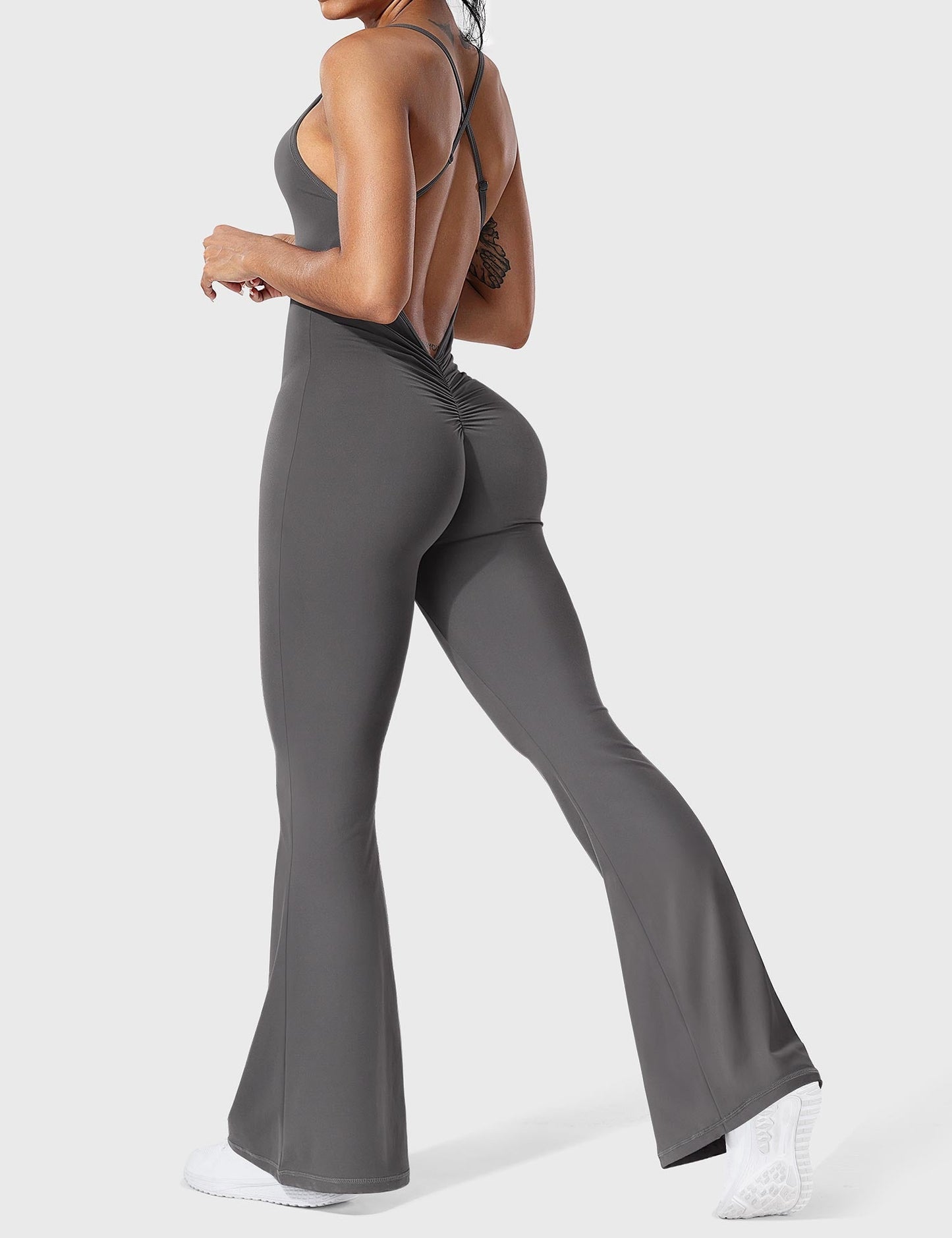 Tebeary Liza V-Back Cross Flared Jumpsuit