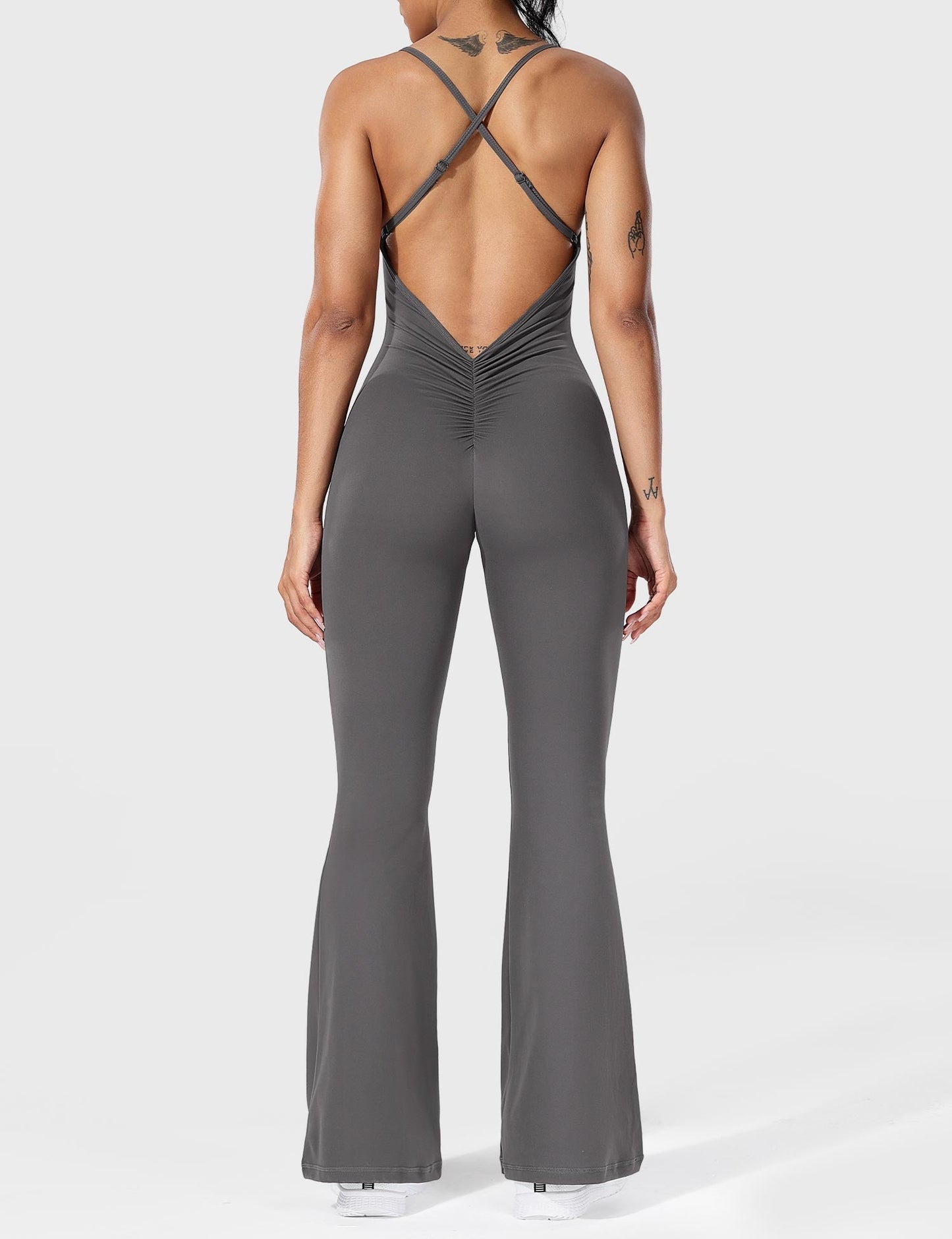 Tebeary Liza V-Back Cross Flared Jumpsuit
