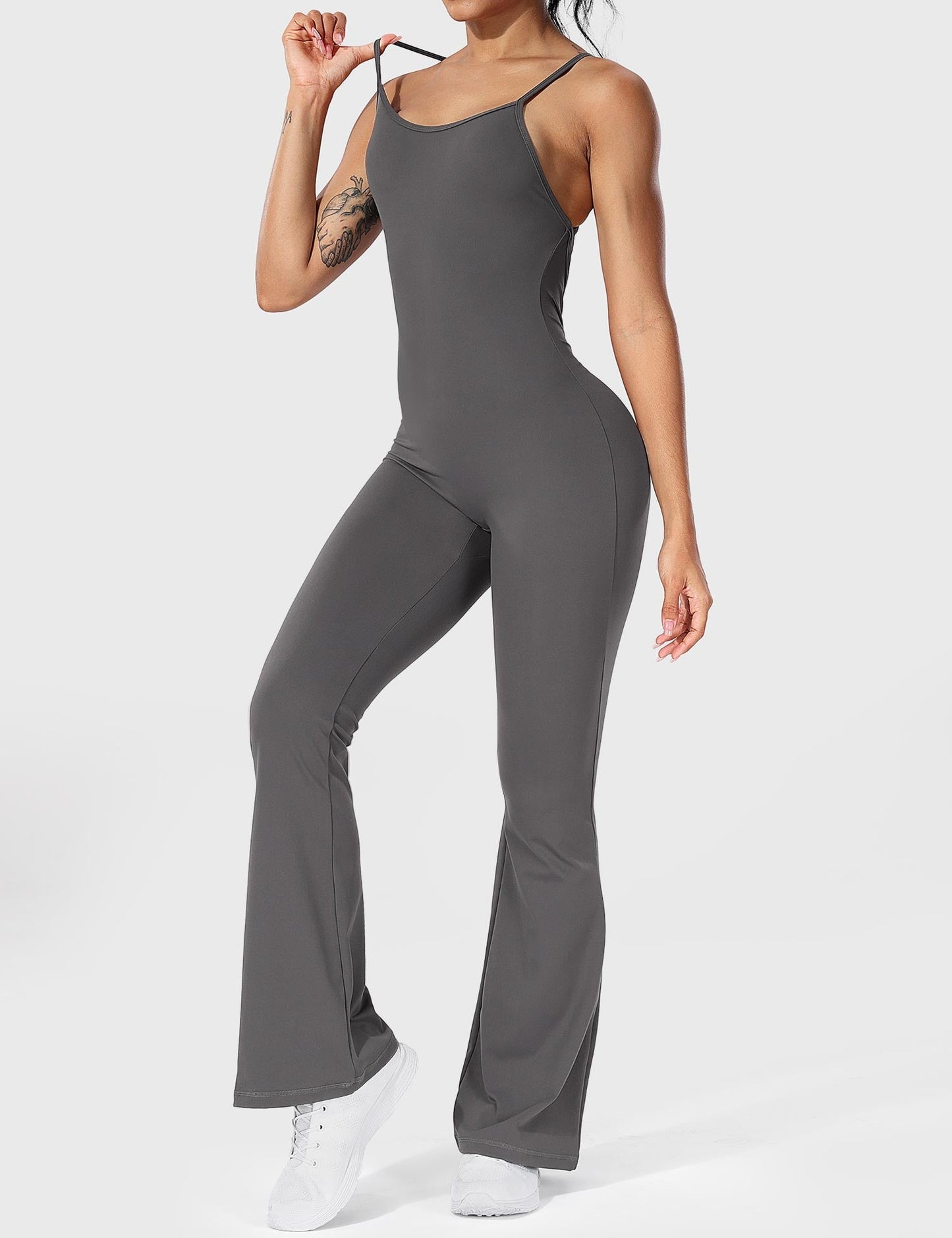 Tebeary Liza V-Back Cross Flared Jumpsuit
