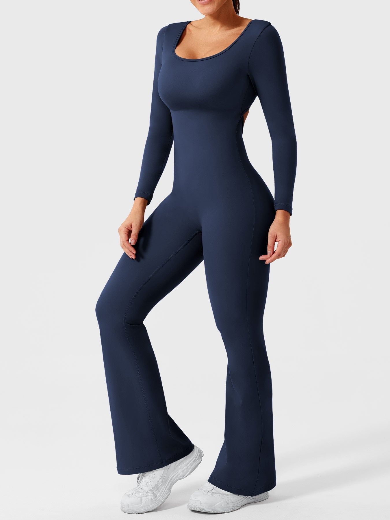Tebeary Long Sleeves Flared Jumpsuit
