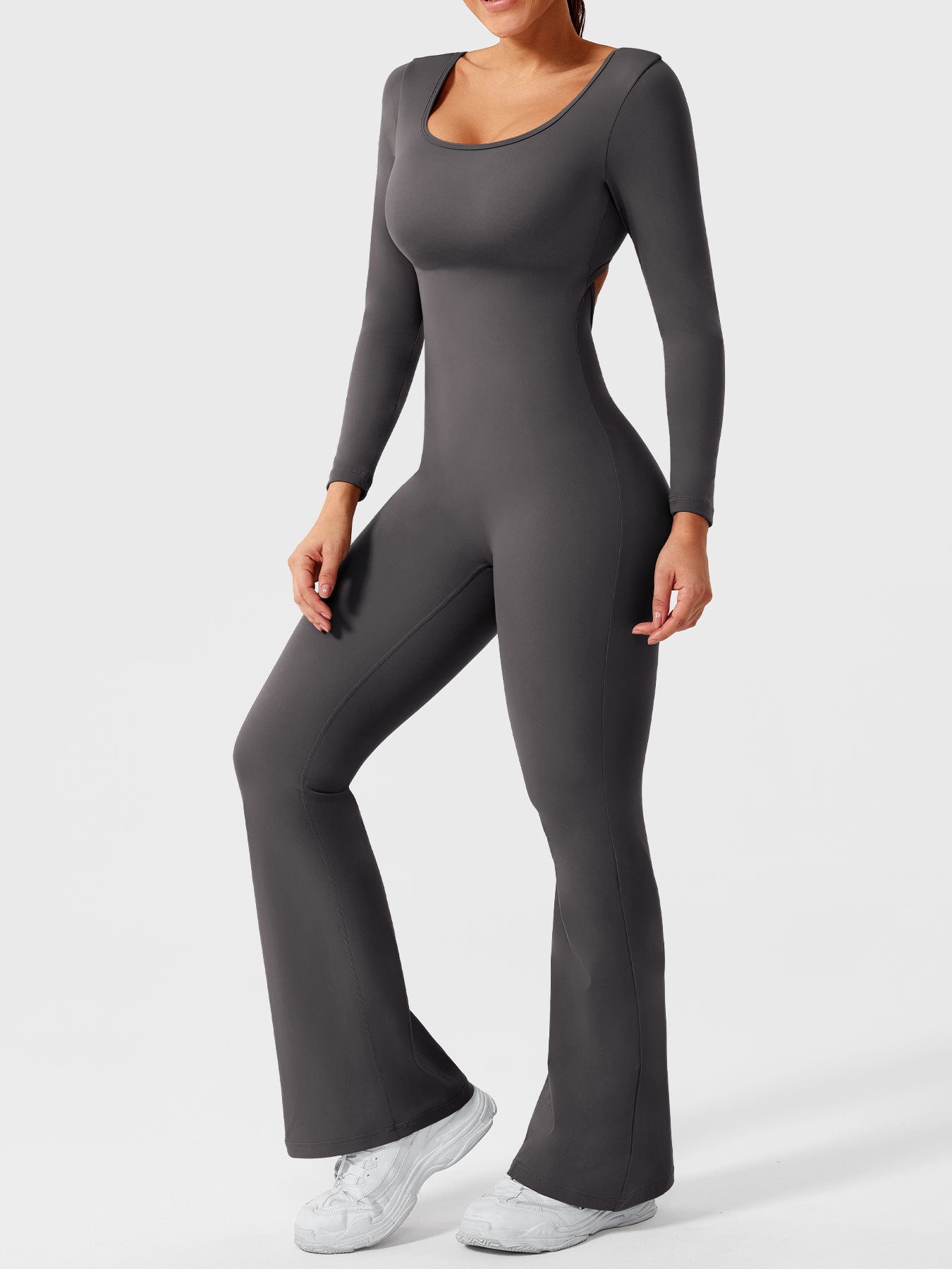 Tebeary Long Sleeves Flared Jumpsuit