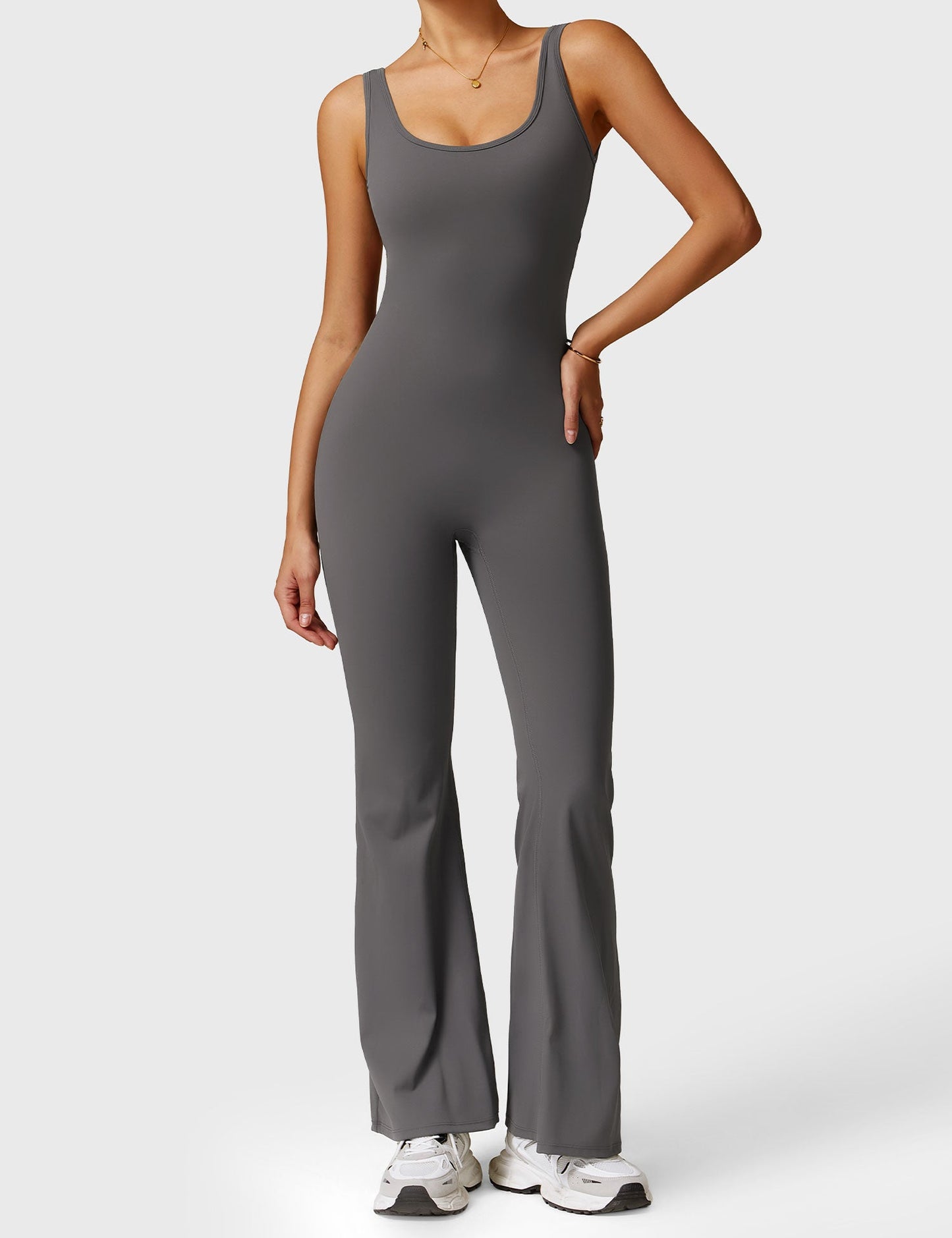 Tebeary V-Back Jumpsuit with Pockets