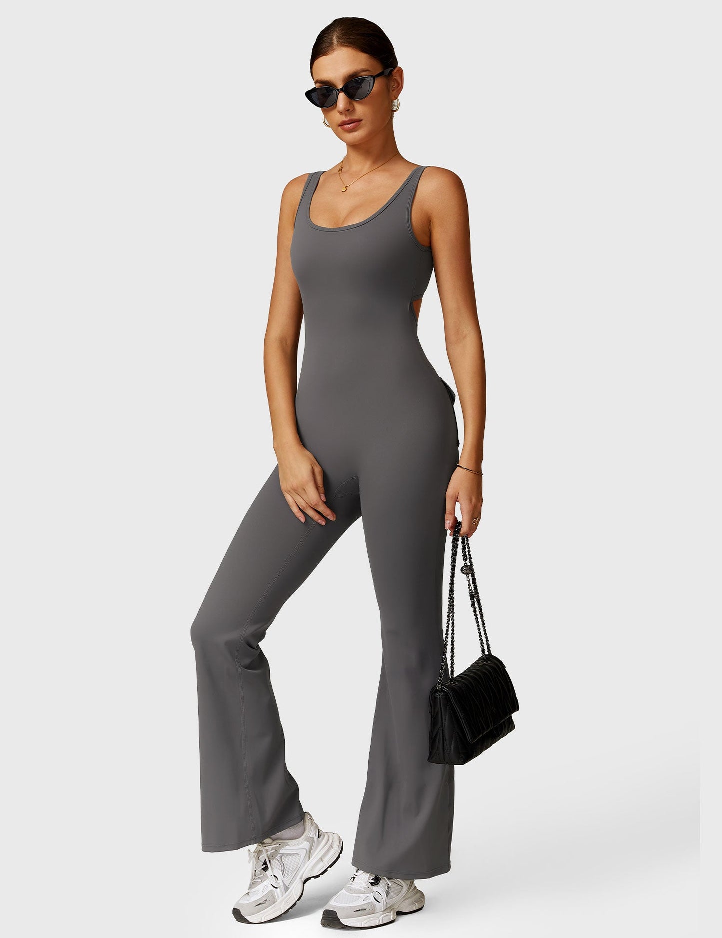 Tebeary V-Back Jumpsuit with Pockets