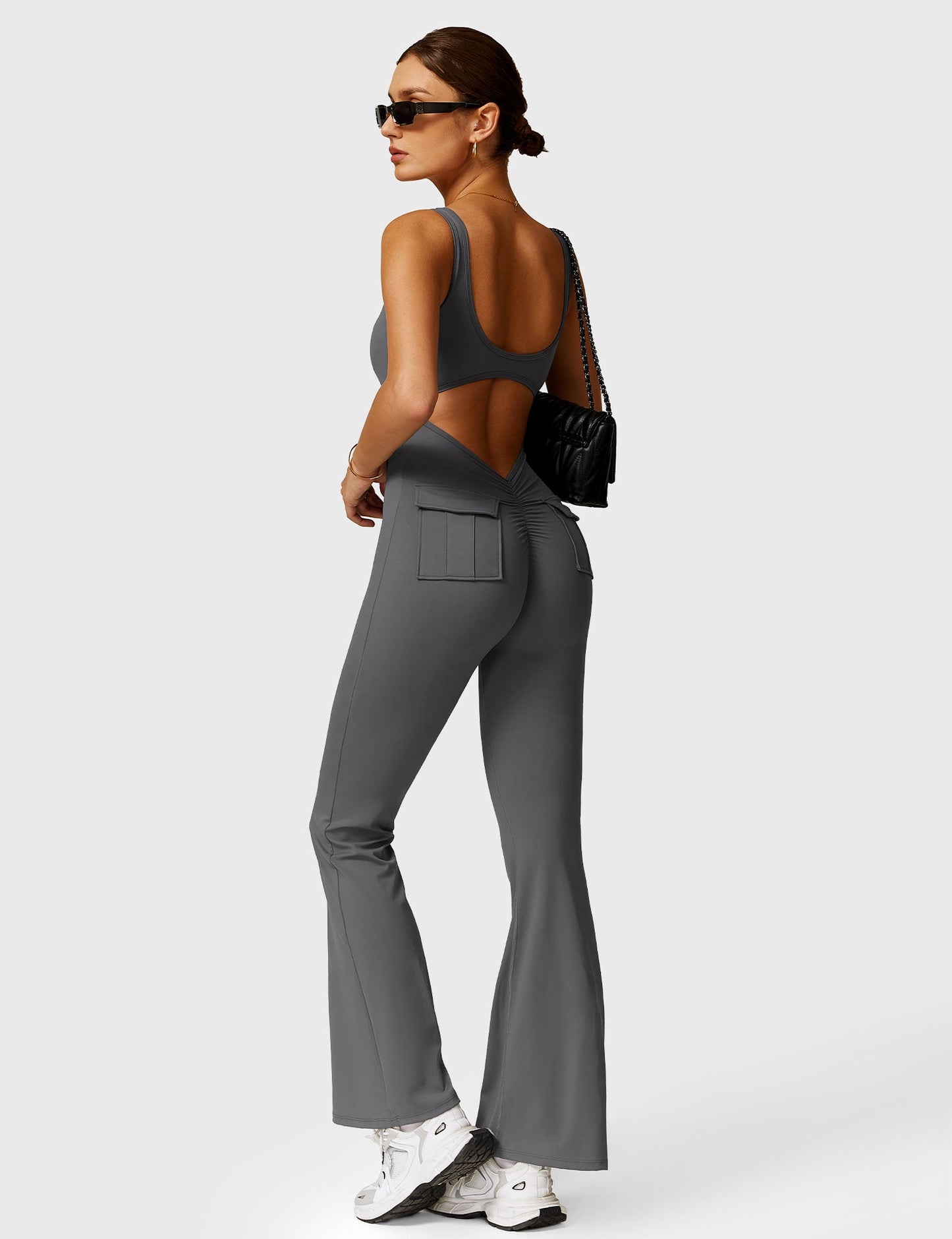Tebeary V-Back Jumpsuit with Pockets