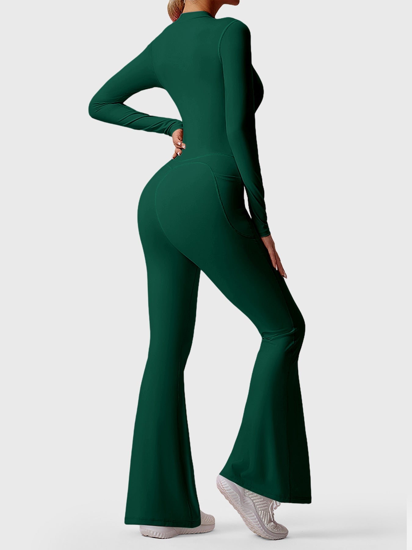Tebeary Hope Long Sleeve Zipper Flared Jumpsuit