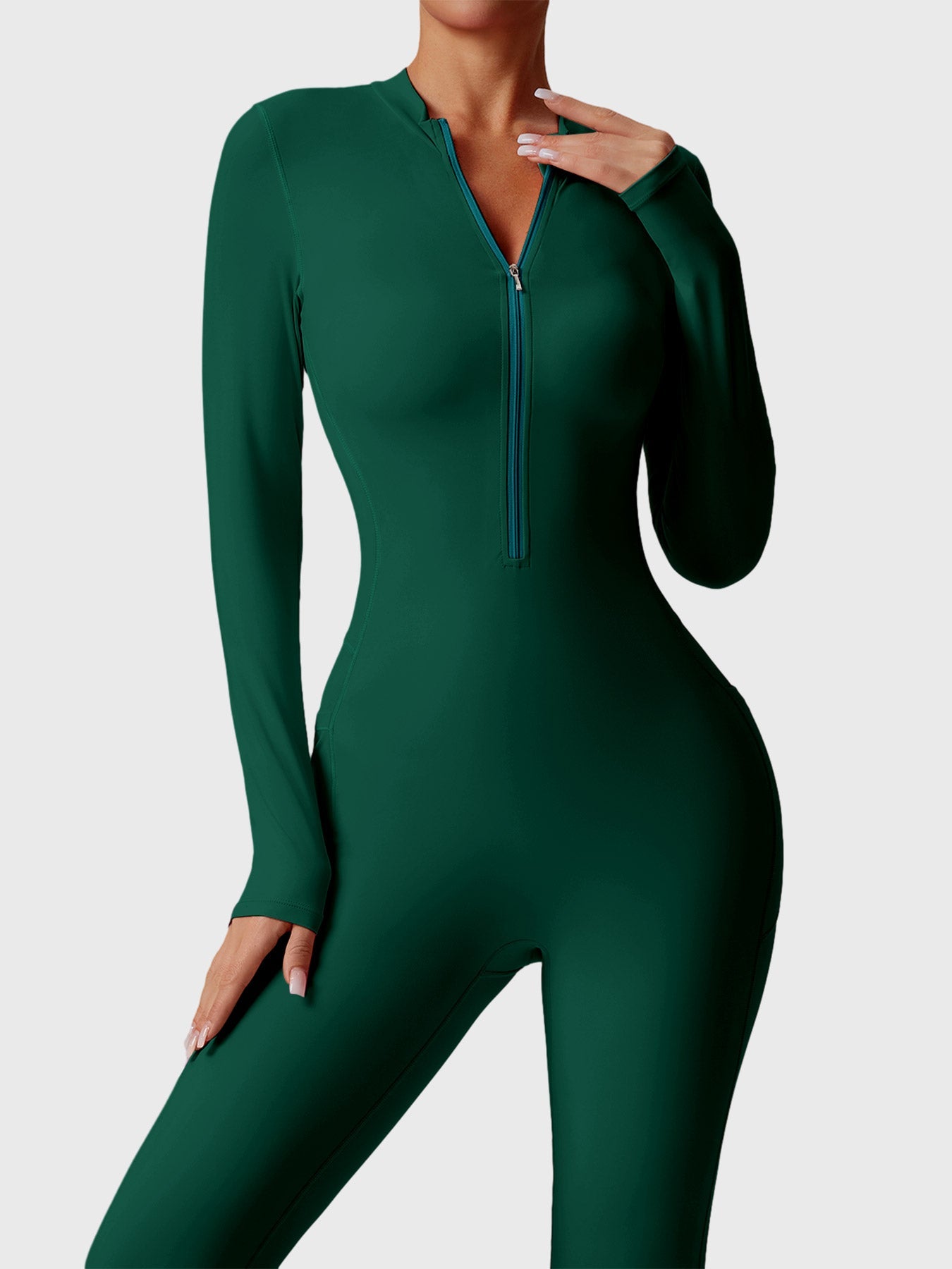 Tebeary Hope Long Sleeve Zipper Flared Jumpsuit
