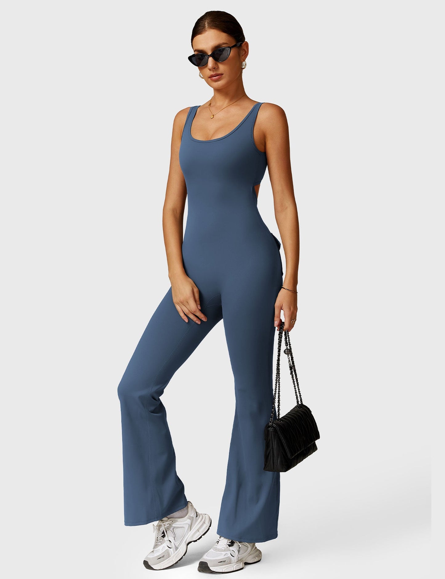 Tebeary V-Back Jumpsuit with Pockets