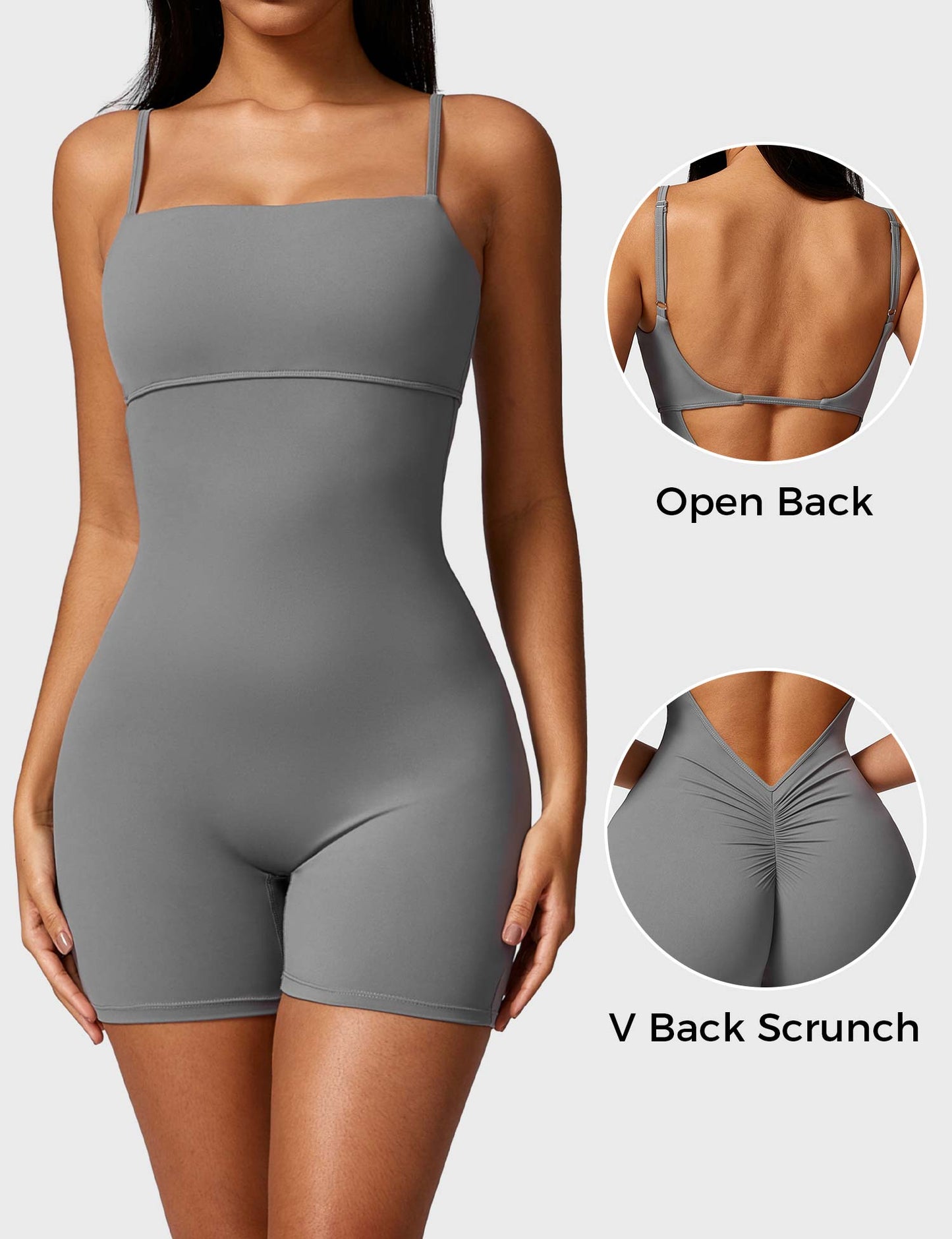 Tebeary V-Back Scrunch Romper