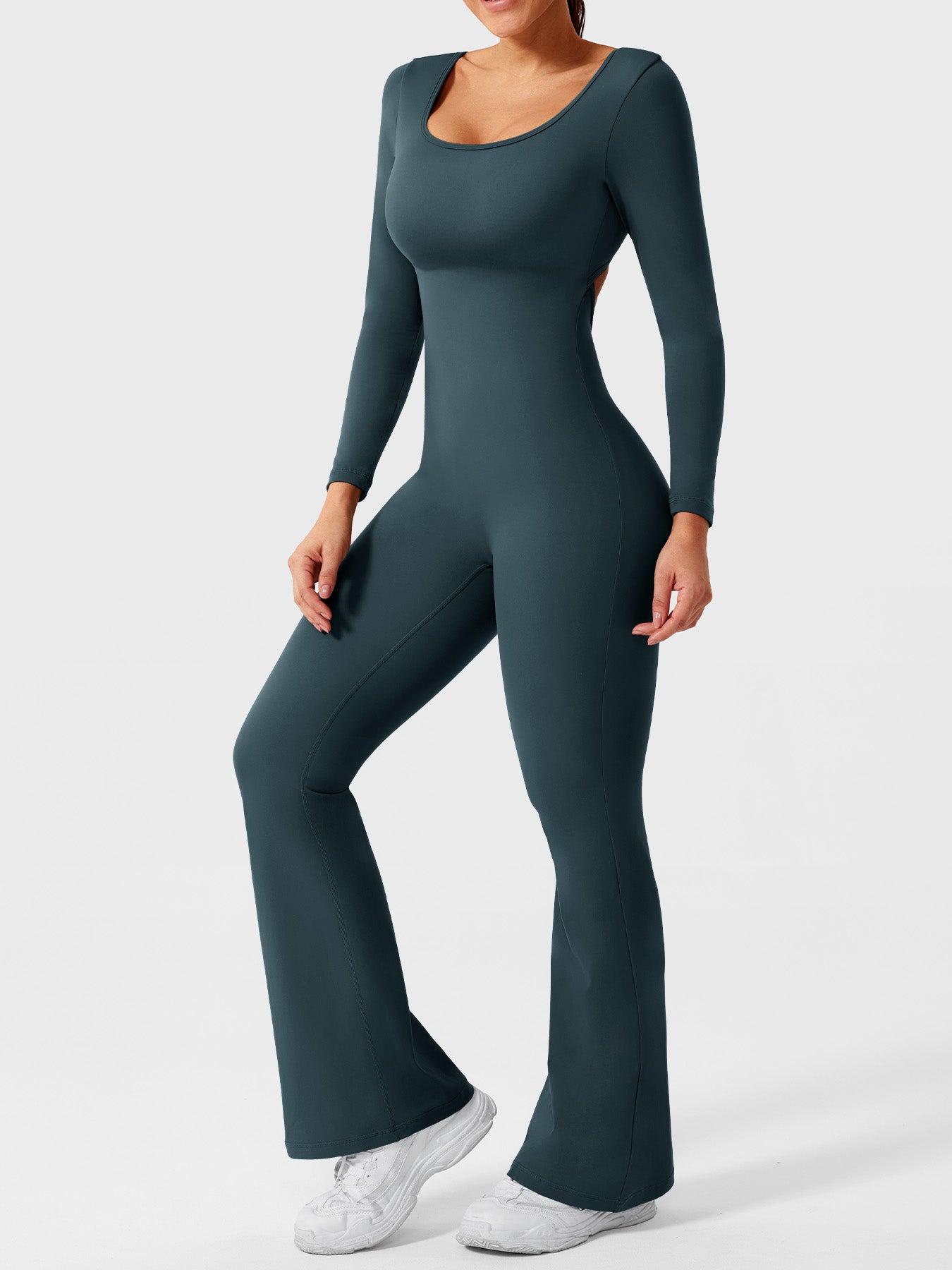 Tebeary Long Sleeves Flared Jumpsuit