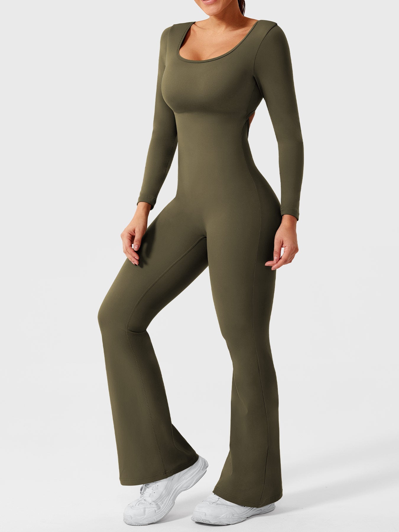 Tebeary Long Sleeves Flared Jumpsuit