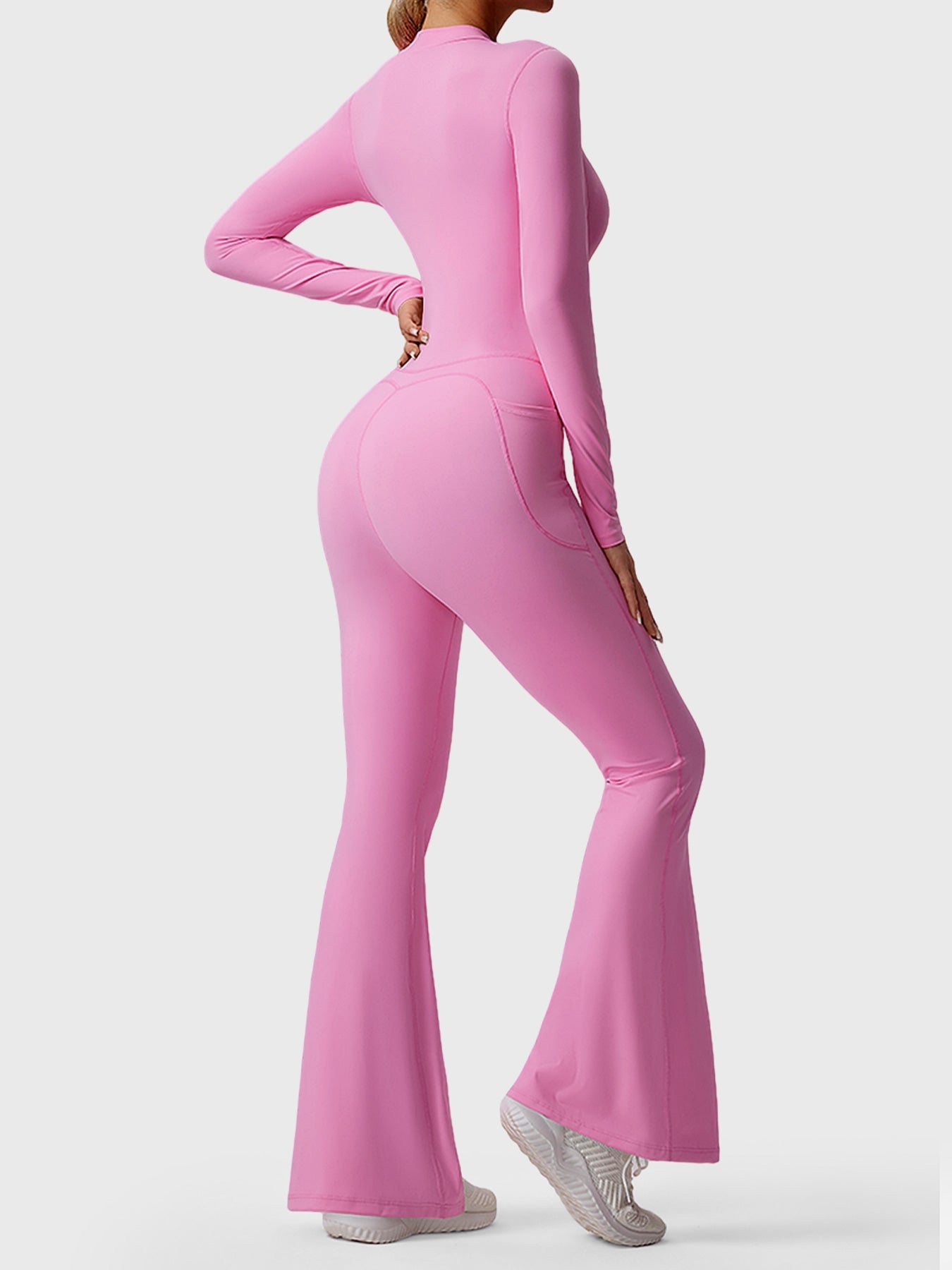 Tebeary Hope Long Sleeve Zipper Flared Jumpsuit