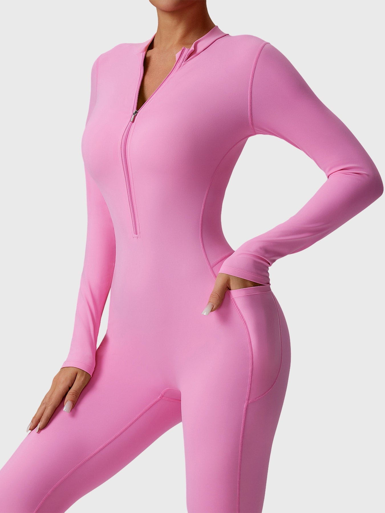 Tebeary Hope Long Sleeve Zipper Flared Jumpsuit