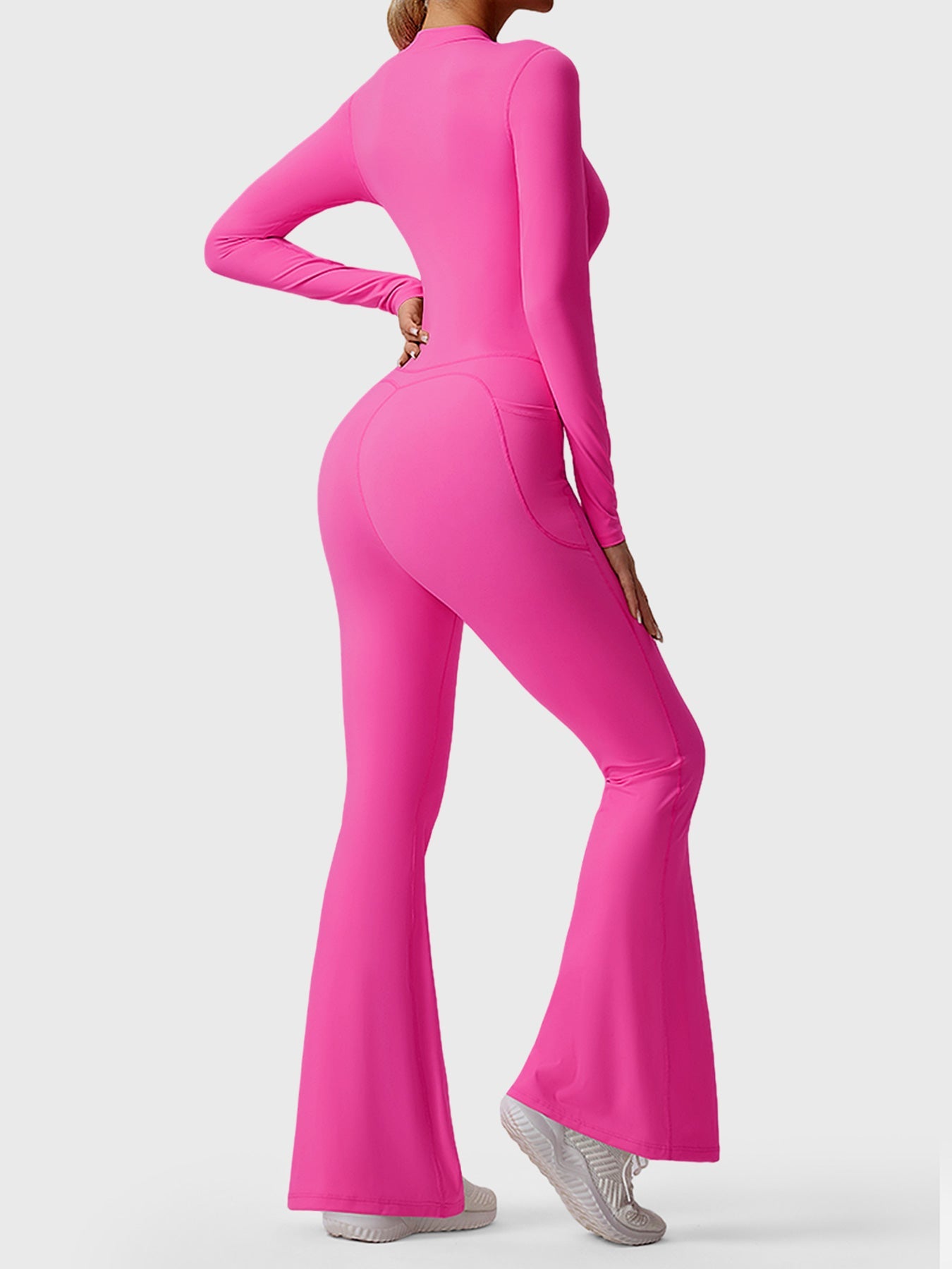 Tebeary Hope Long Sleeve Zipper Flared Jumpsuit