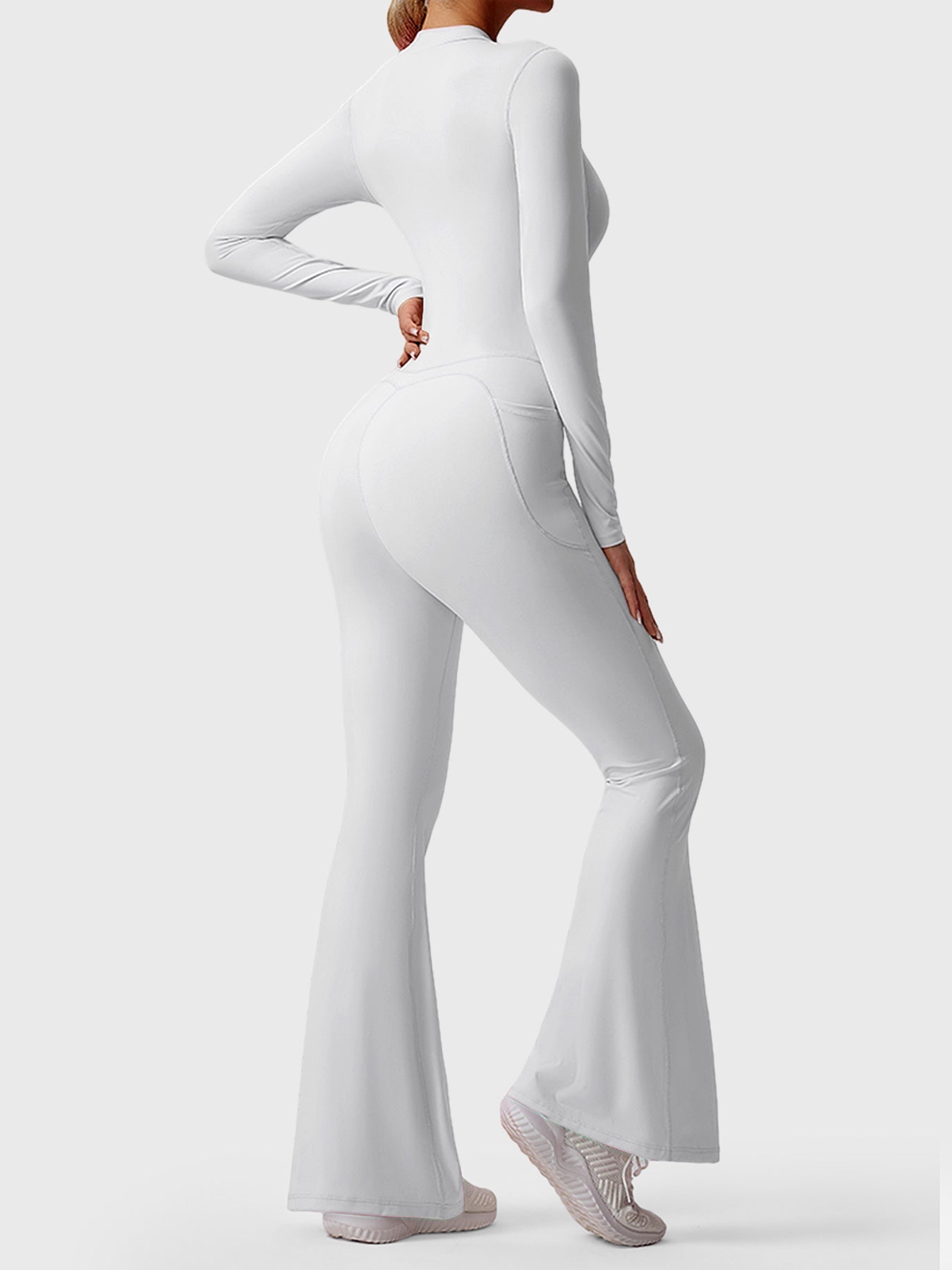Tebeary Hope Long Sleeve Zipper Flared Jumpsuit