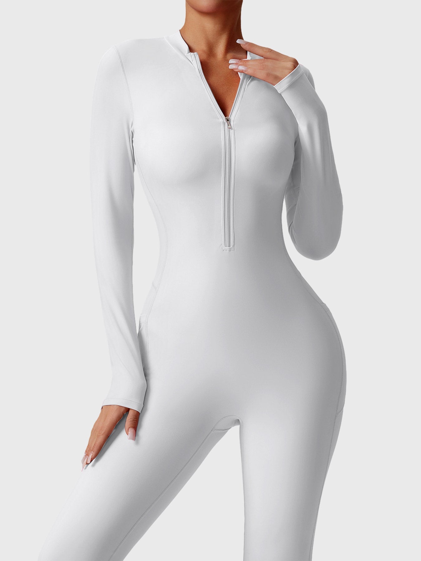 Tebeary Hope Long Sleeve Zipper Flared Jumpsuit
