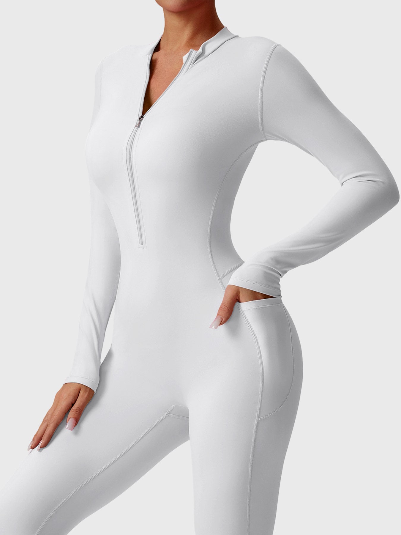 Tebeary Hope Long Sleeve Zipper Flared Jumpsuit