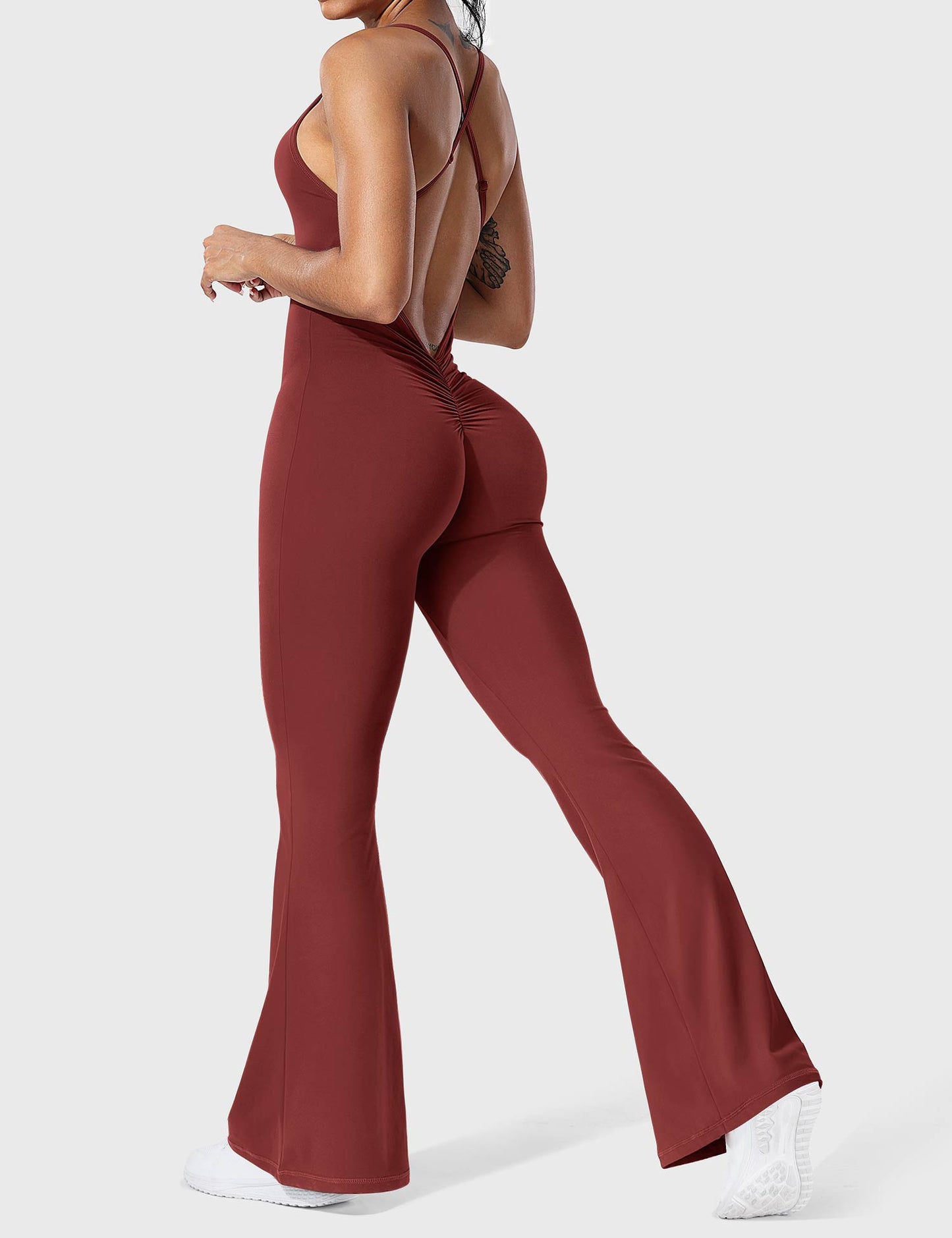 Tebeary Liza V-Back Cross Flared Jumpsuit