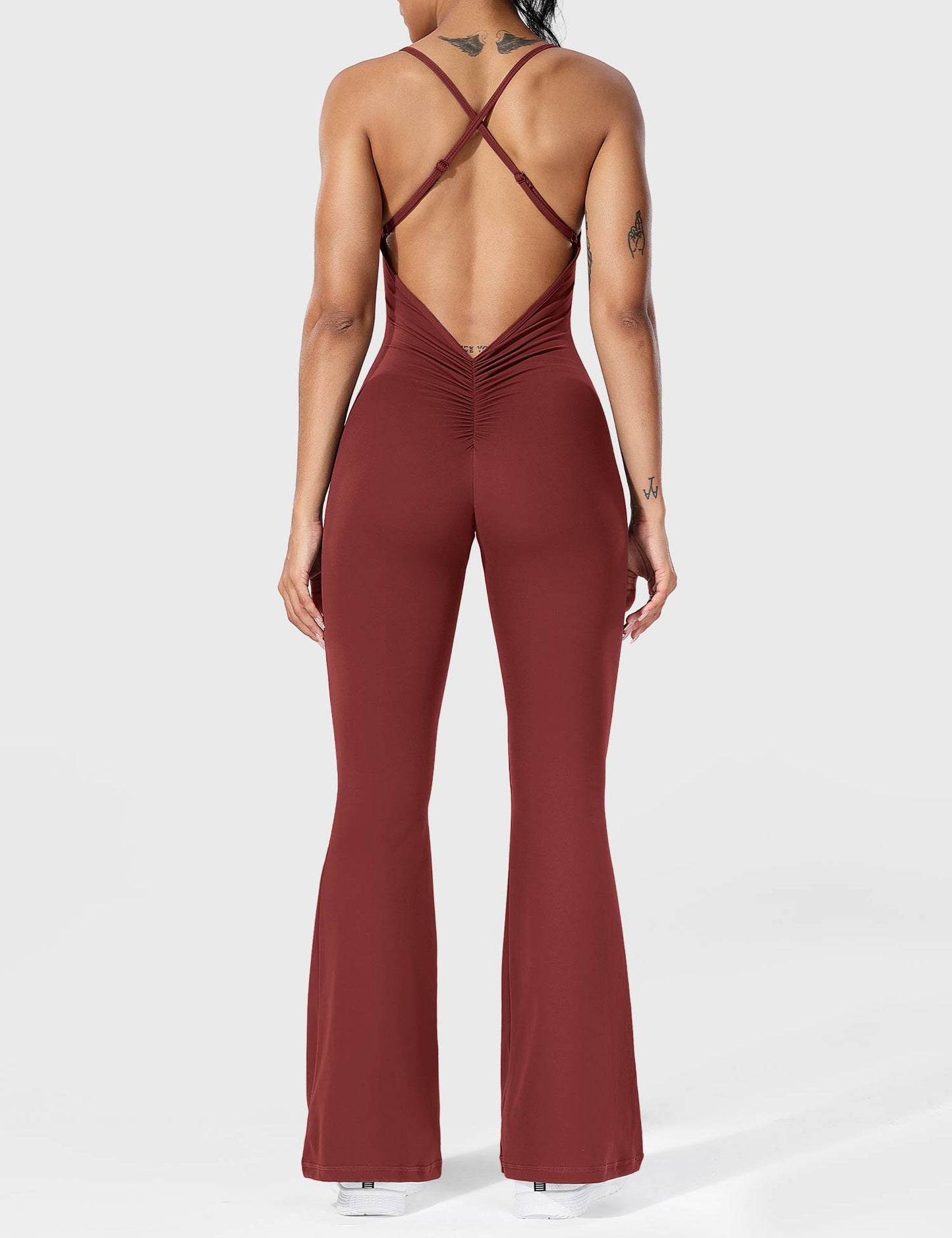 Tebeary Liza V-Back Cross Flared Jumpsuit