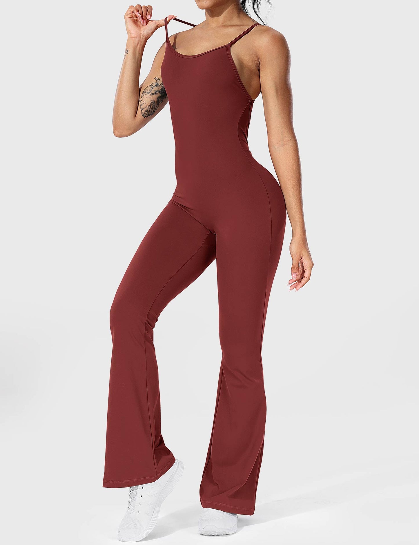 Tebeary Liza V-Back Cross Flared Jumpsuit