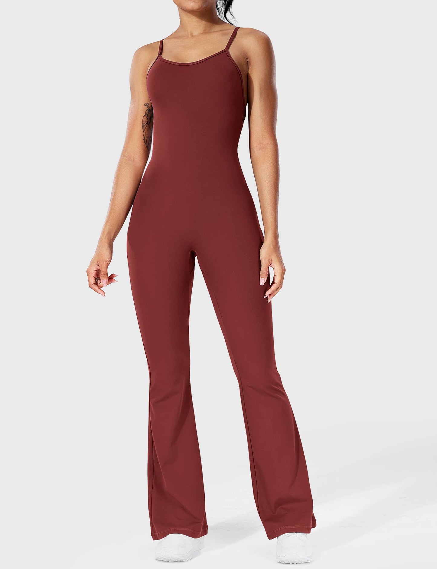 Tebeary Liza V-Back Cross Flared Jumpsuit
