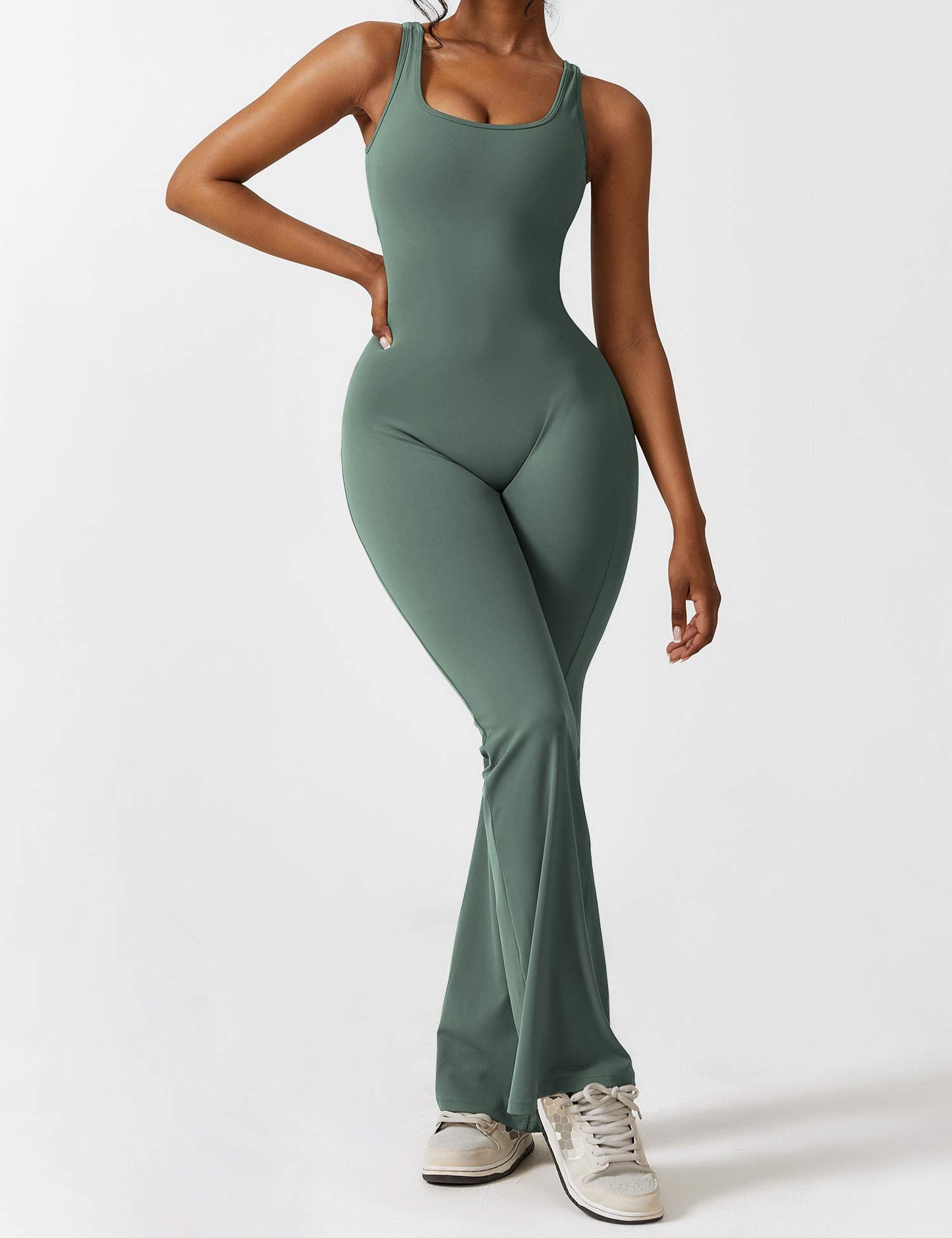 Tebeary V-Back Flared Jumpsuit