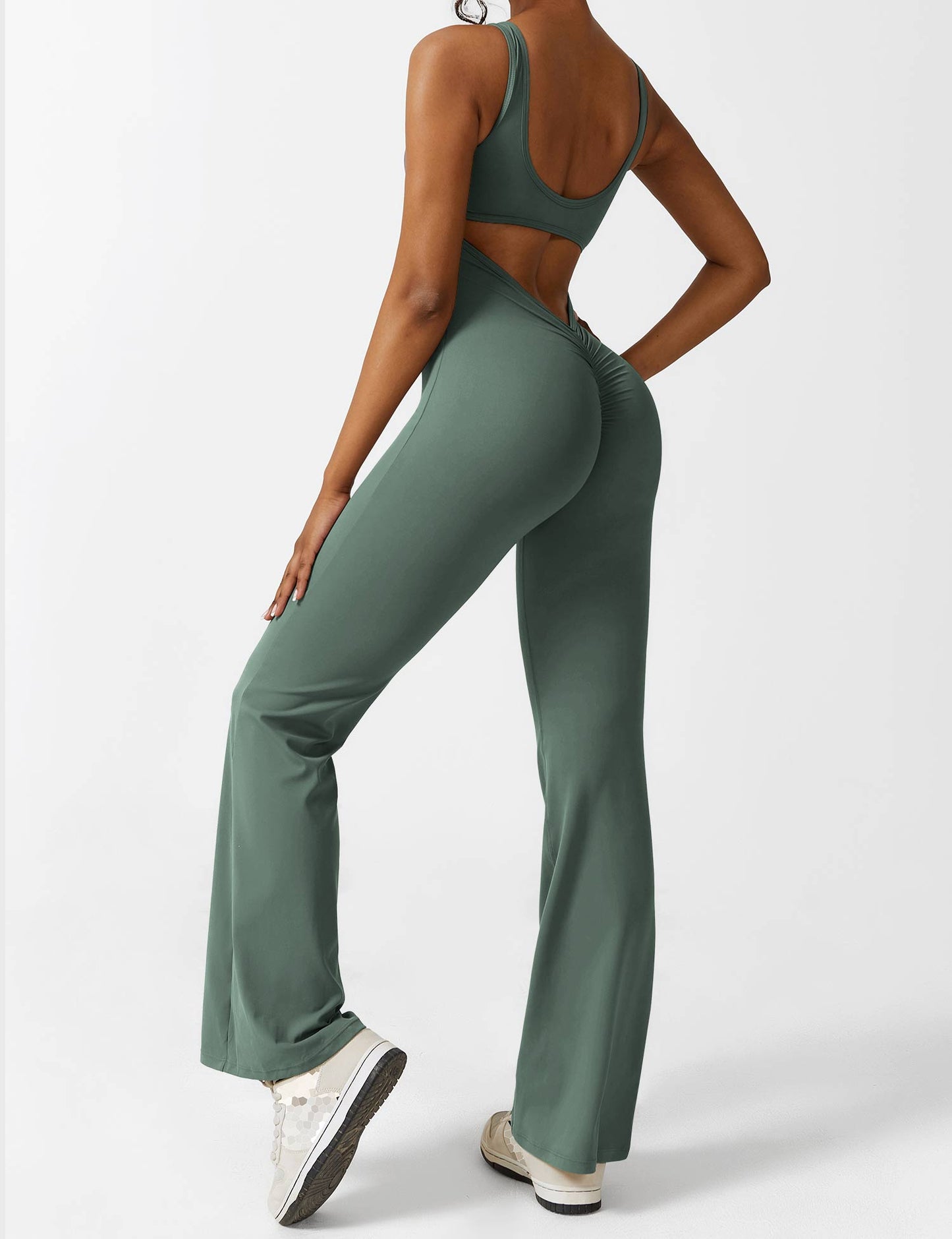 Tebeary V-Back Flared Jumpsuit