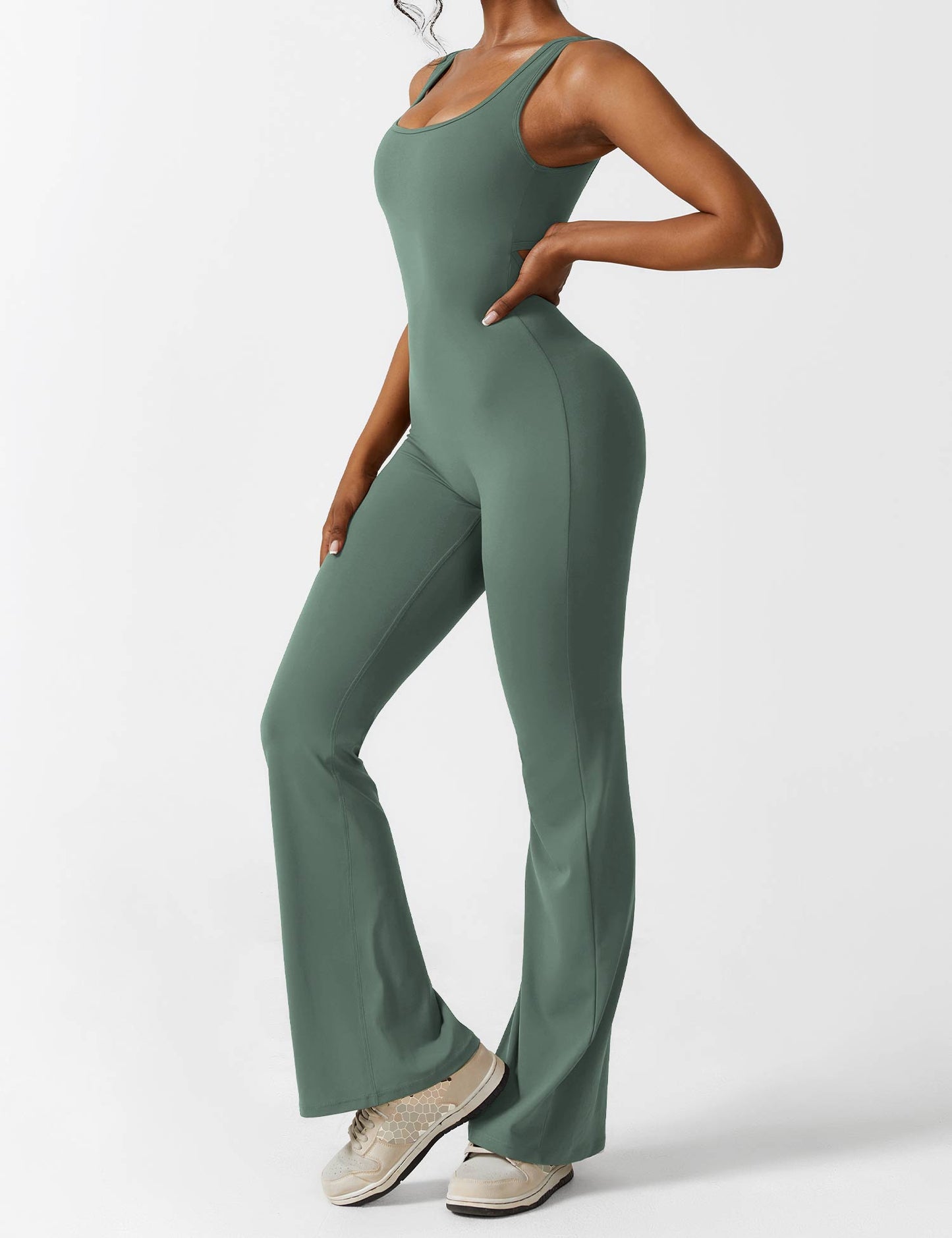 Tebeary V-Back Flared Jumpsuit
