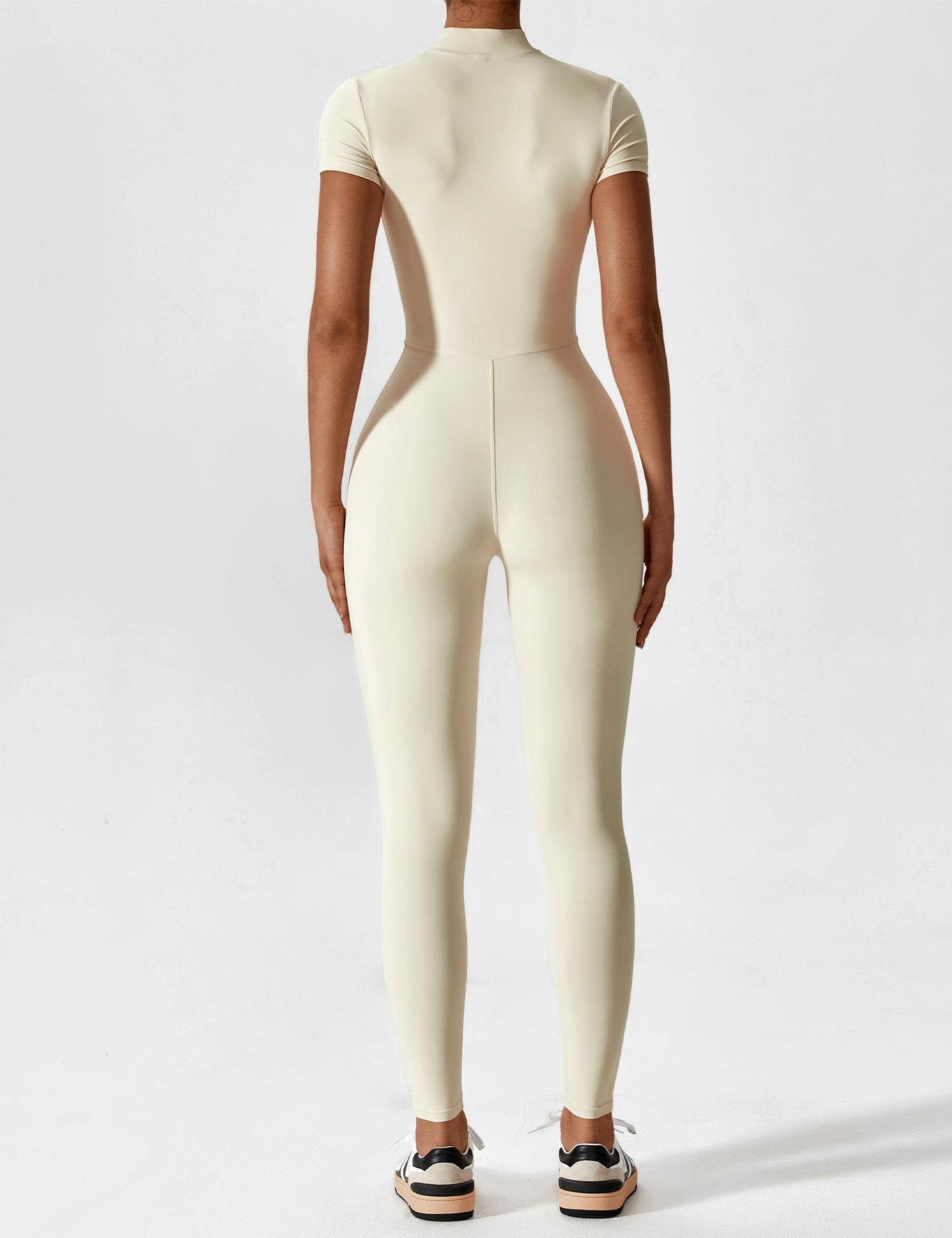 Tebeary Short Sleeve Zipper Jumpsuit