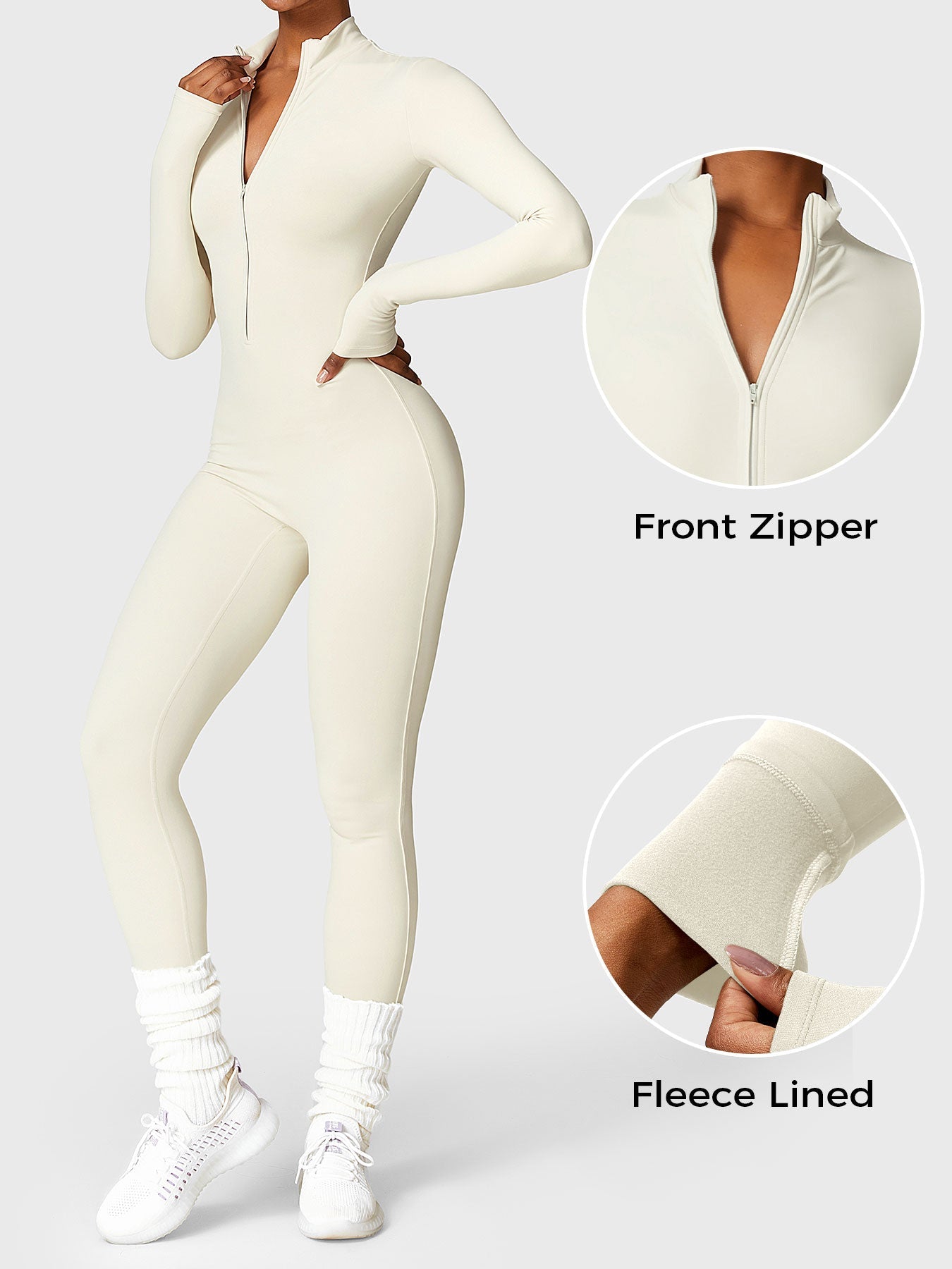 Tebeary Issa Fleece Long Sleeve Zipper Jumpsuit