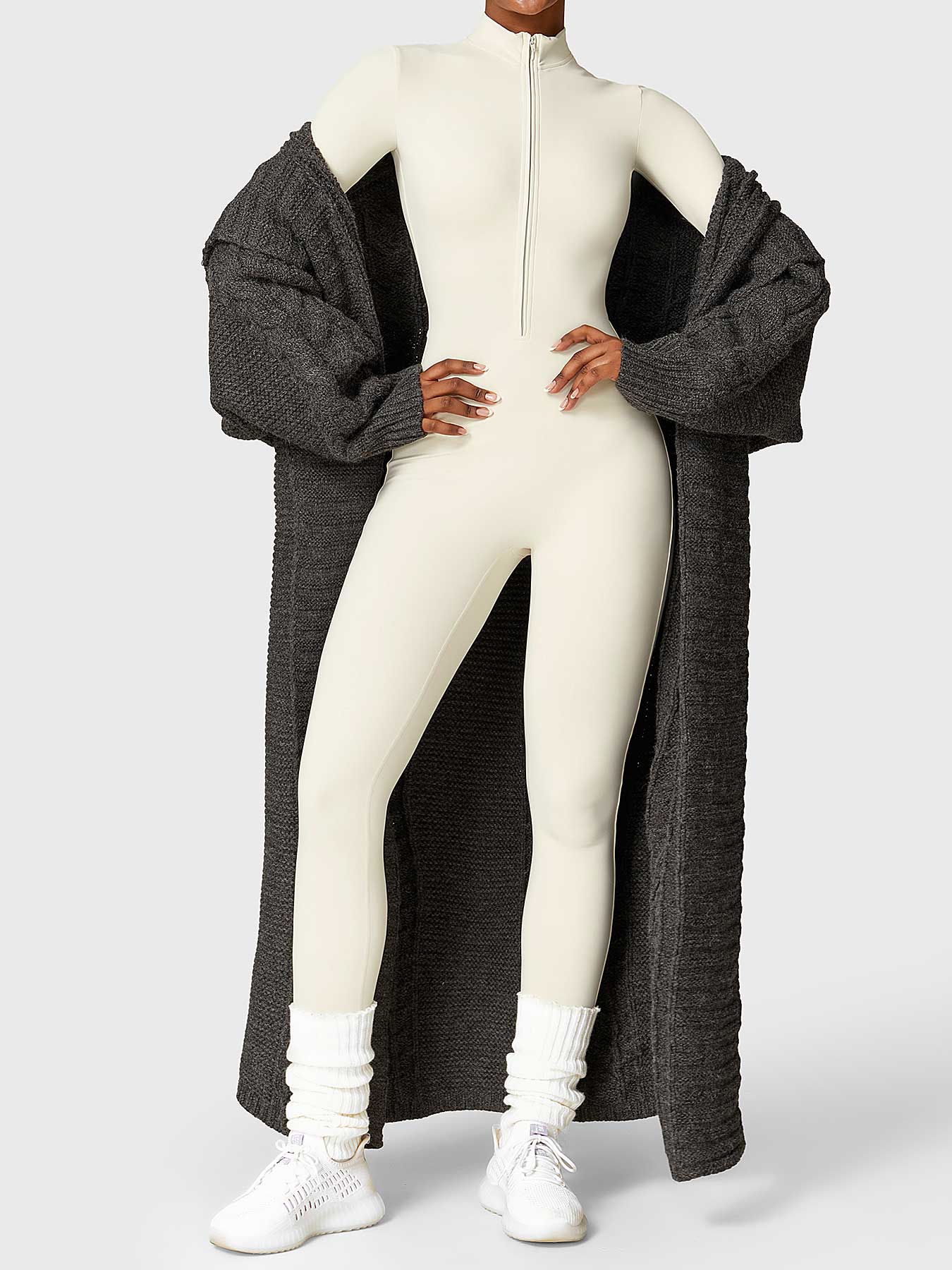 Tebeary Issa Fleece Long Sleeve Zipper Jumpsuit