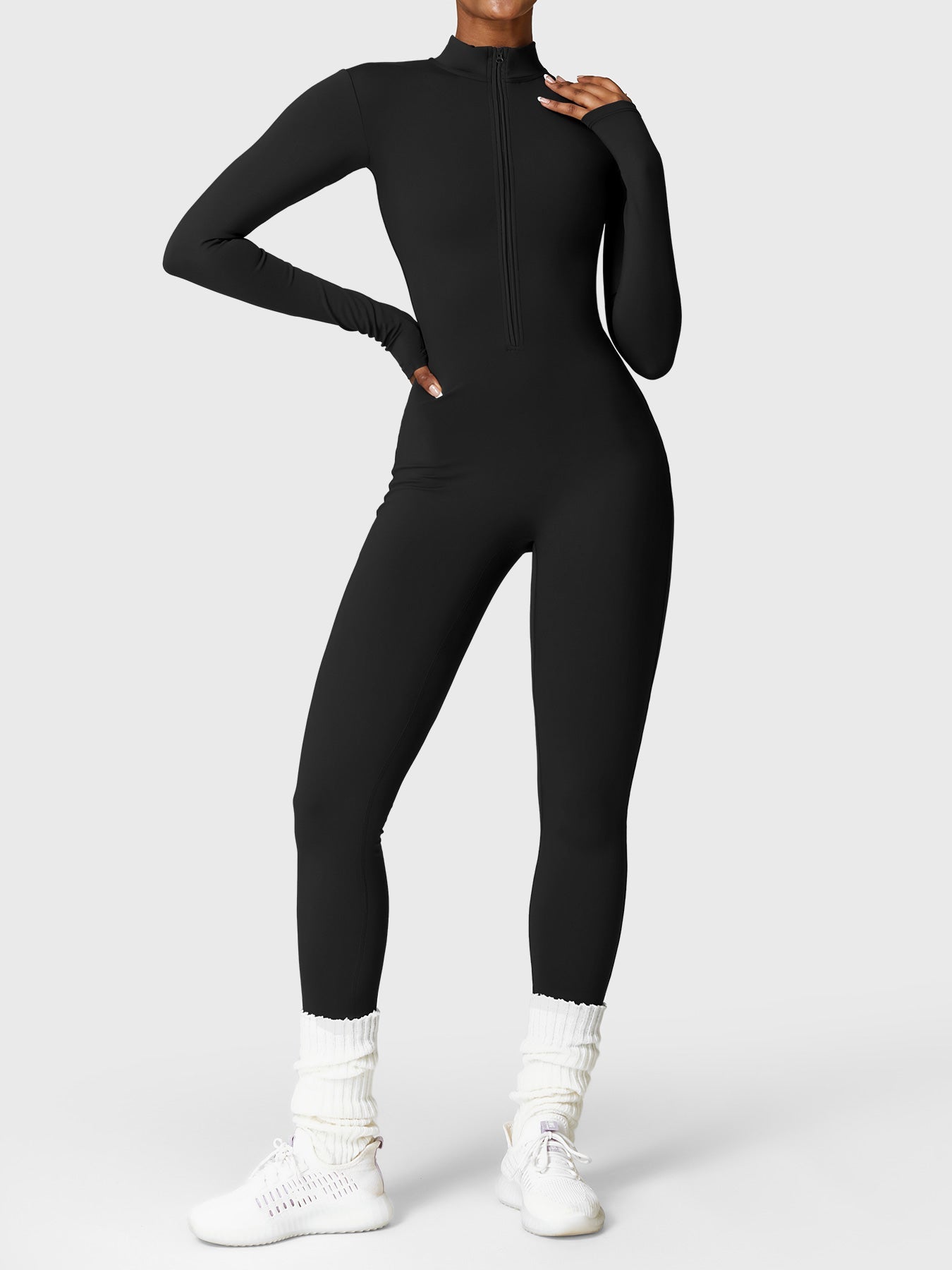 Tebeary Issa Fleece Long Sleeve Zipper Jumpsuit