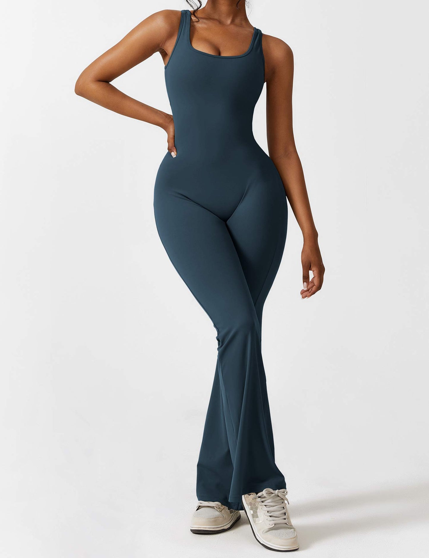 Tebeary V-Back Flared Jumpsuit