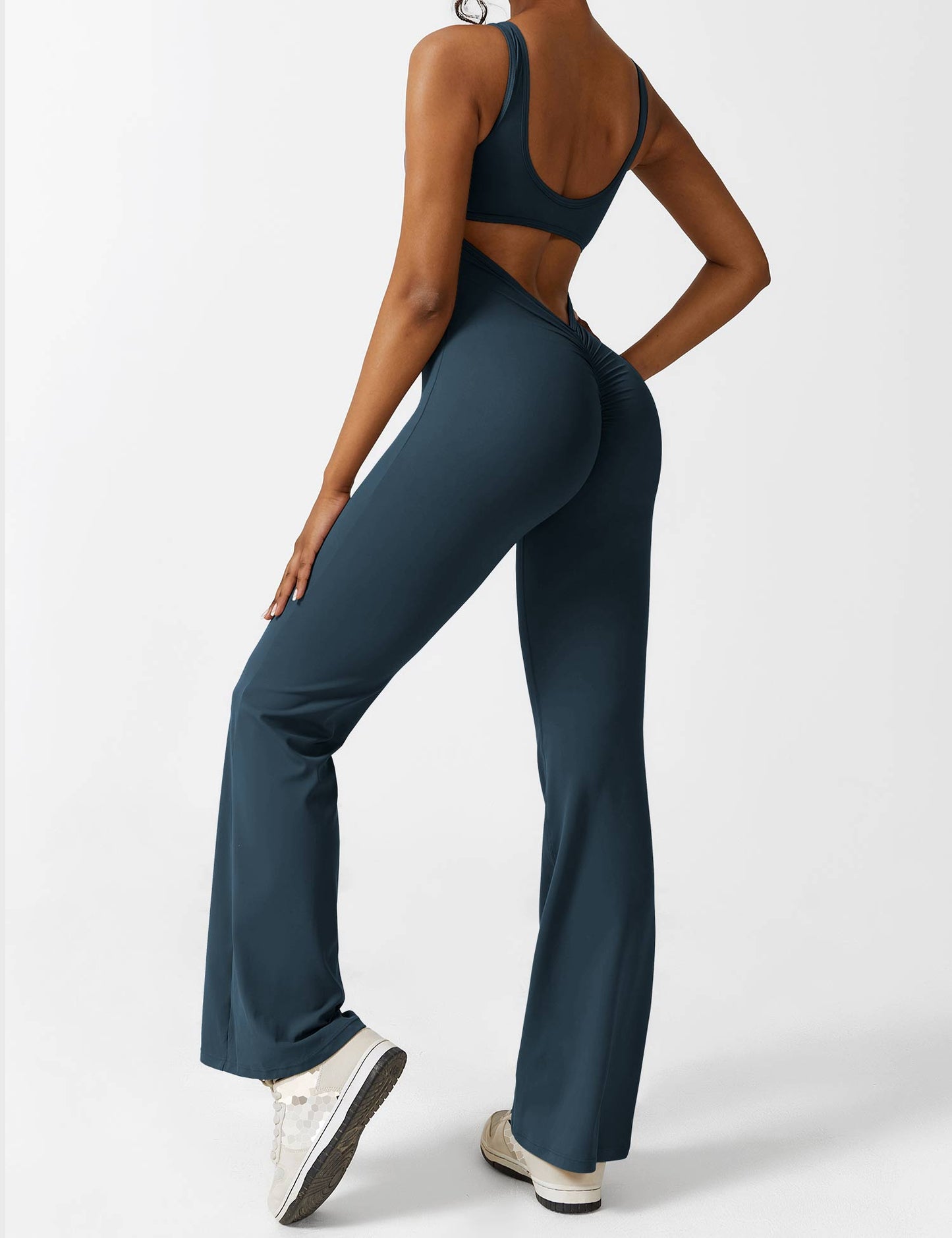 Tebeary V-Back Flared Jumpsuit